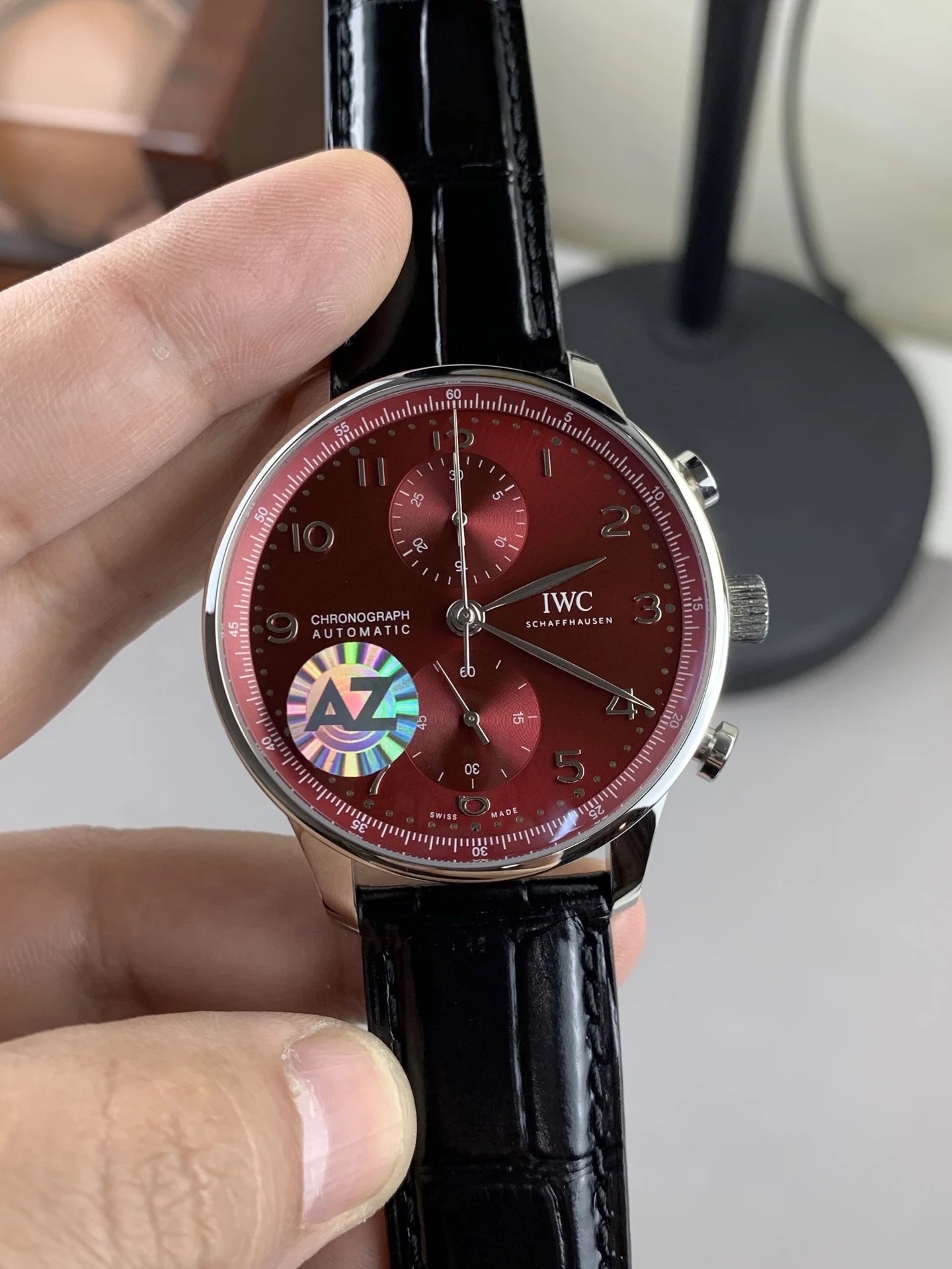IWC Portugieser Red Dial — photographed off the sweep