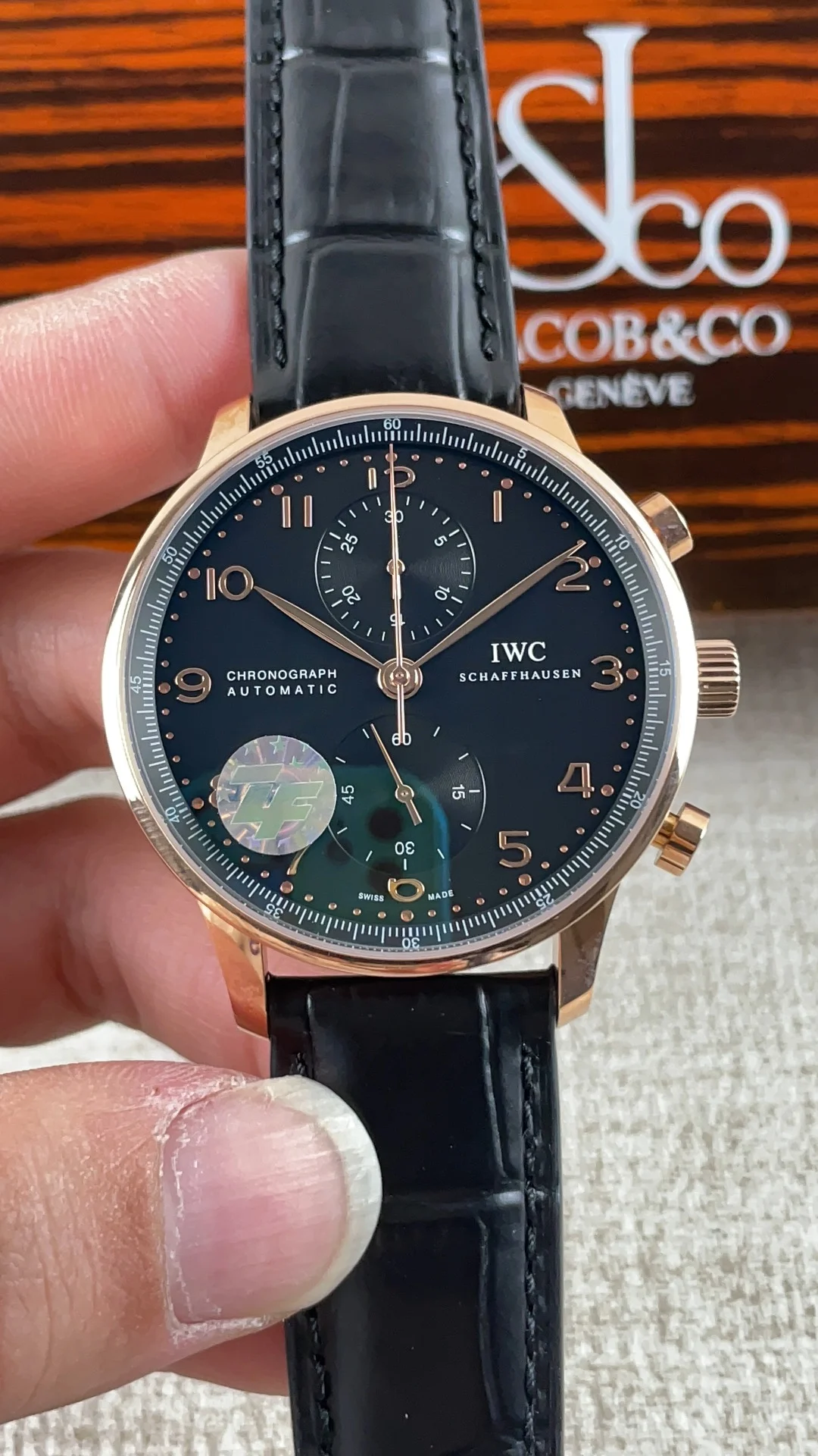 IWC Portugieser Rose Gold — photographed off the sweep