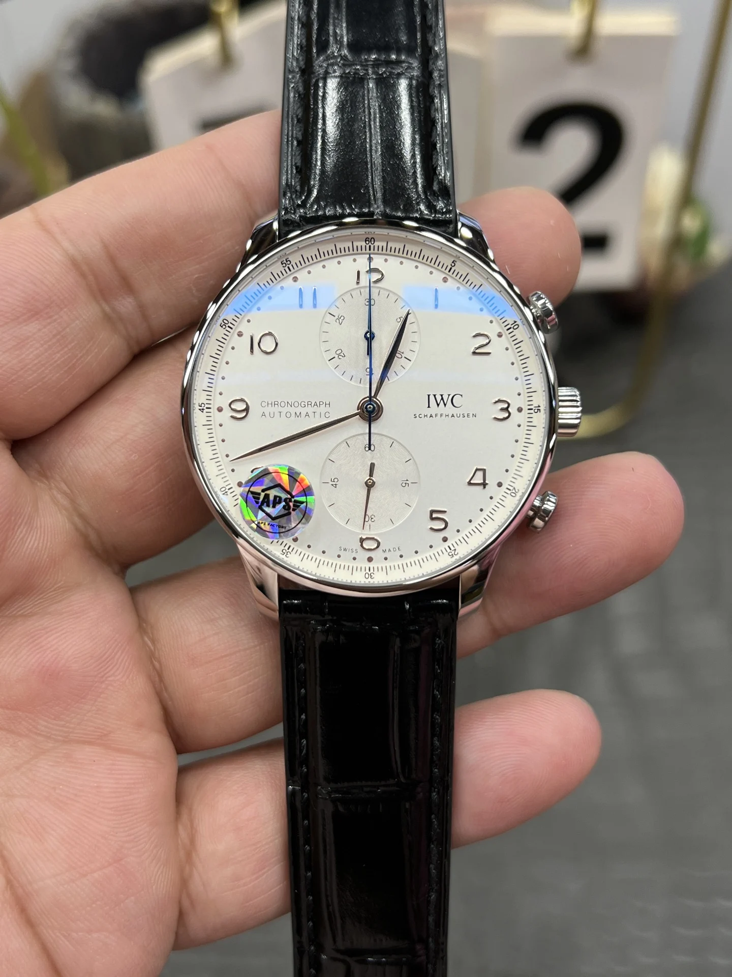 IWC Portugieser Rose Gold 41mm — photographed off the sweep