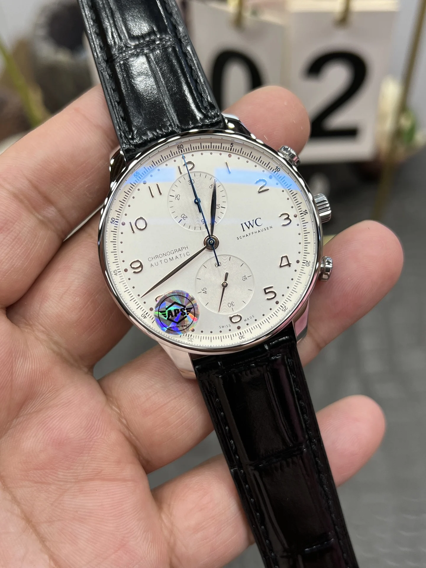 IWC Portugieser Rose Gold 41mm — photographed off the sweep