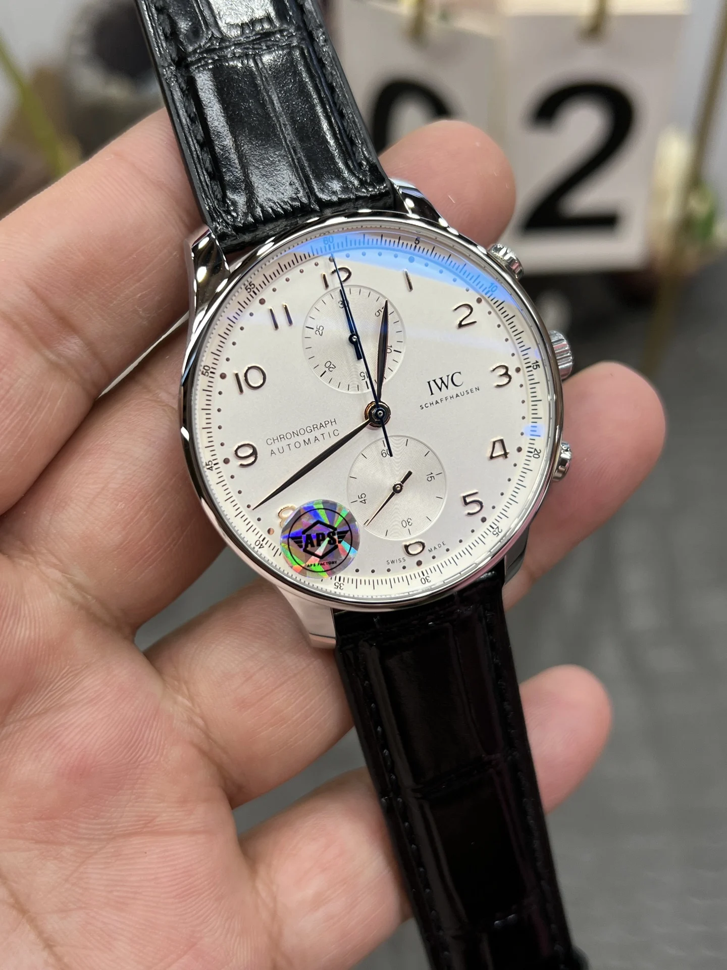 IWC Portugieser Rose Gold 41mm — photographed off the sweep
