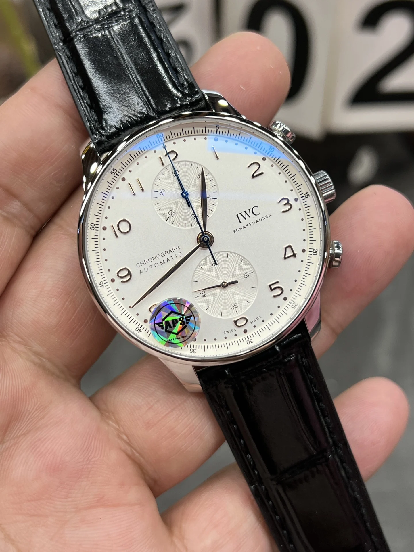 IWC Portugieser Rose Gold 41mm — photographed off the sweep
