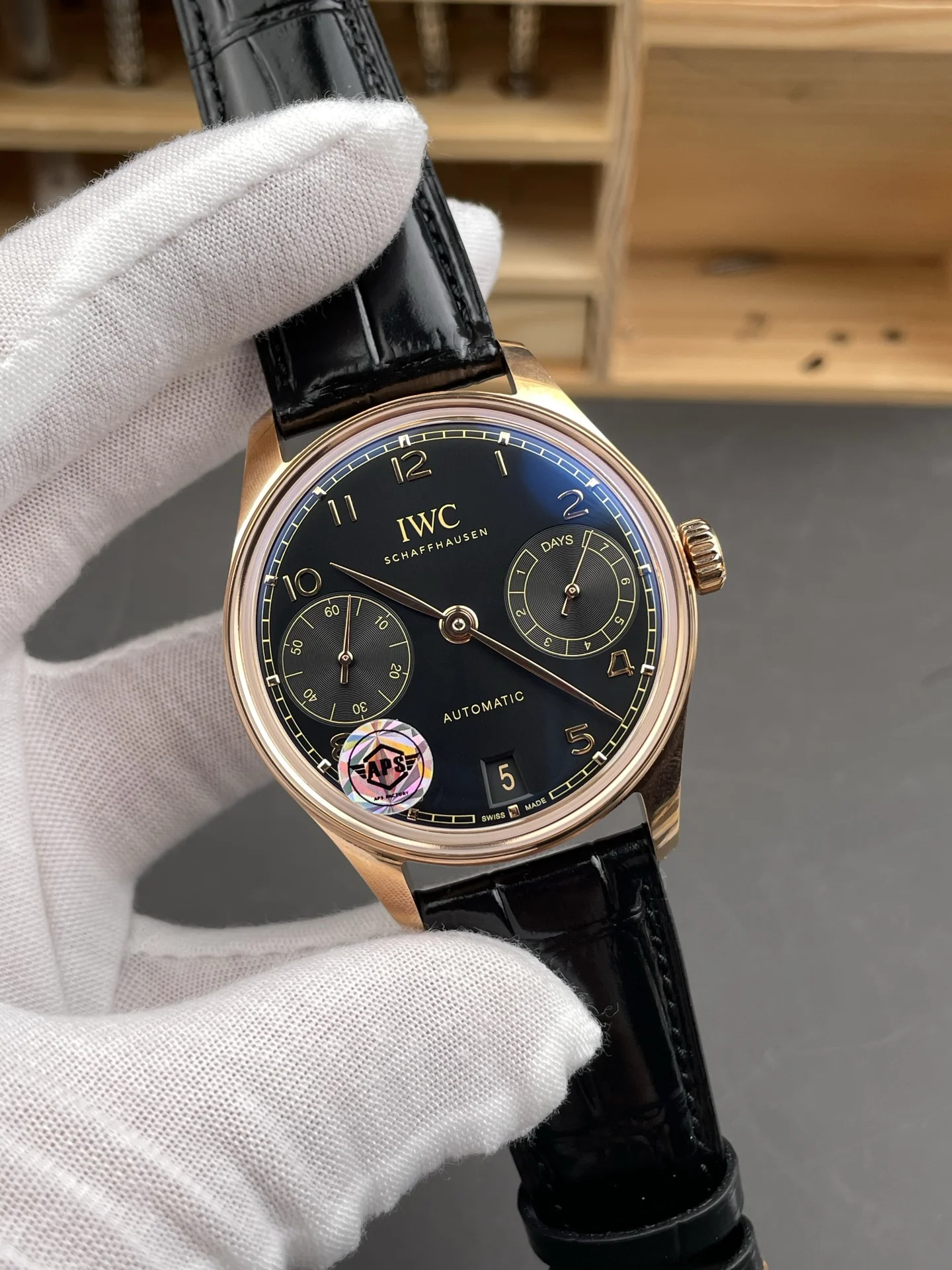 IWC Portugieser Rose Gold 42.4mm — photographed off the sweep