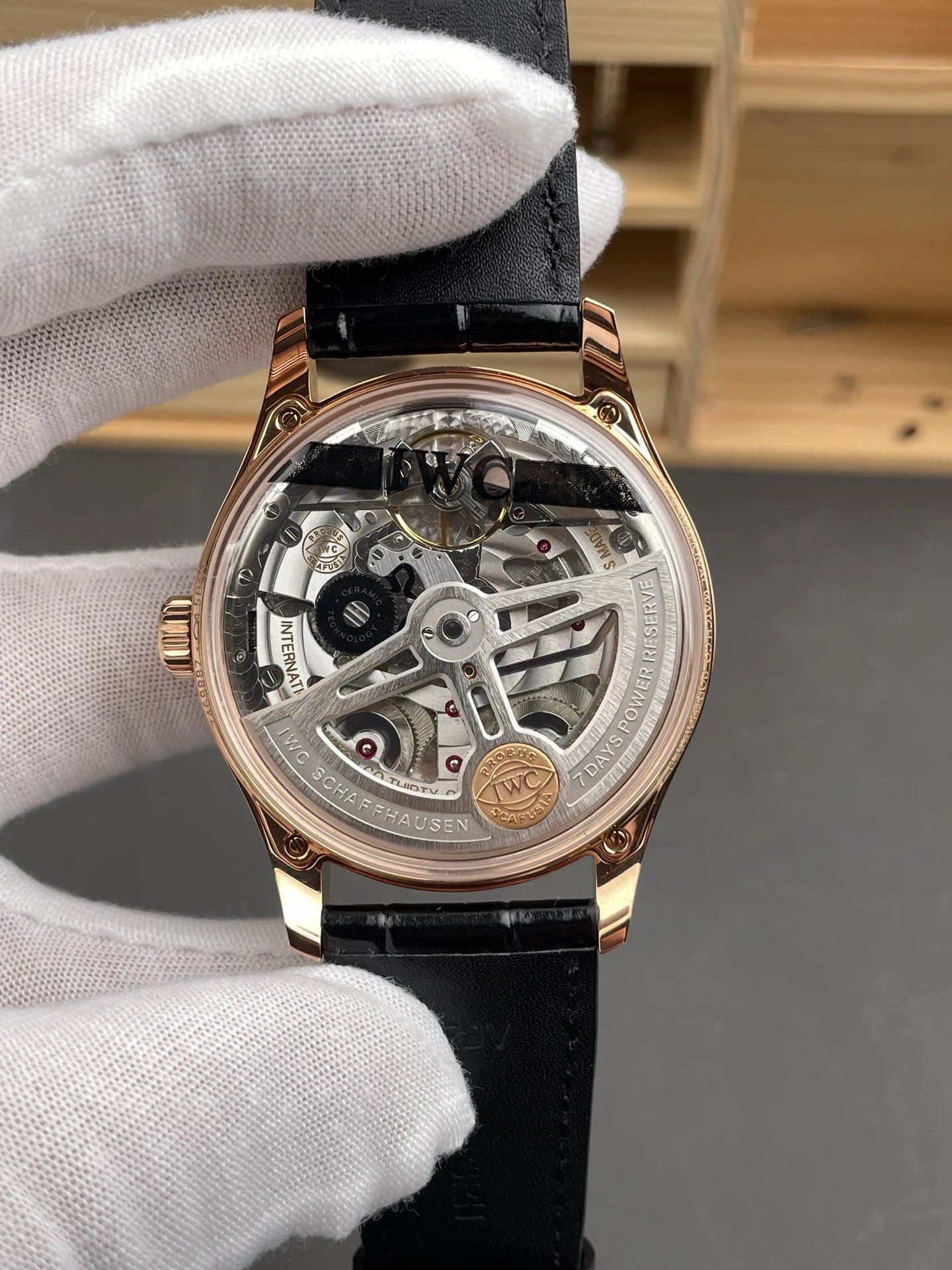 IWC Portugieser Rose Gold 42.4mm — photographed off the sweep