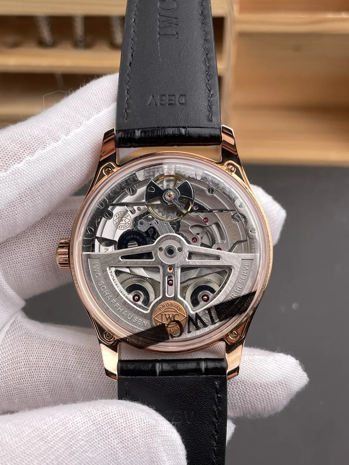 IWC Portugieser Rose Gold White Dial — photographed off the sweep