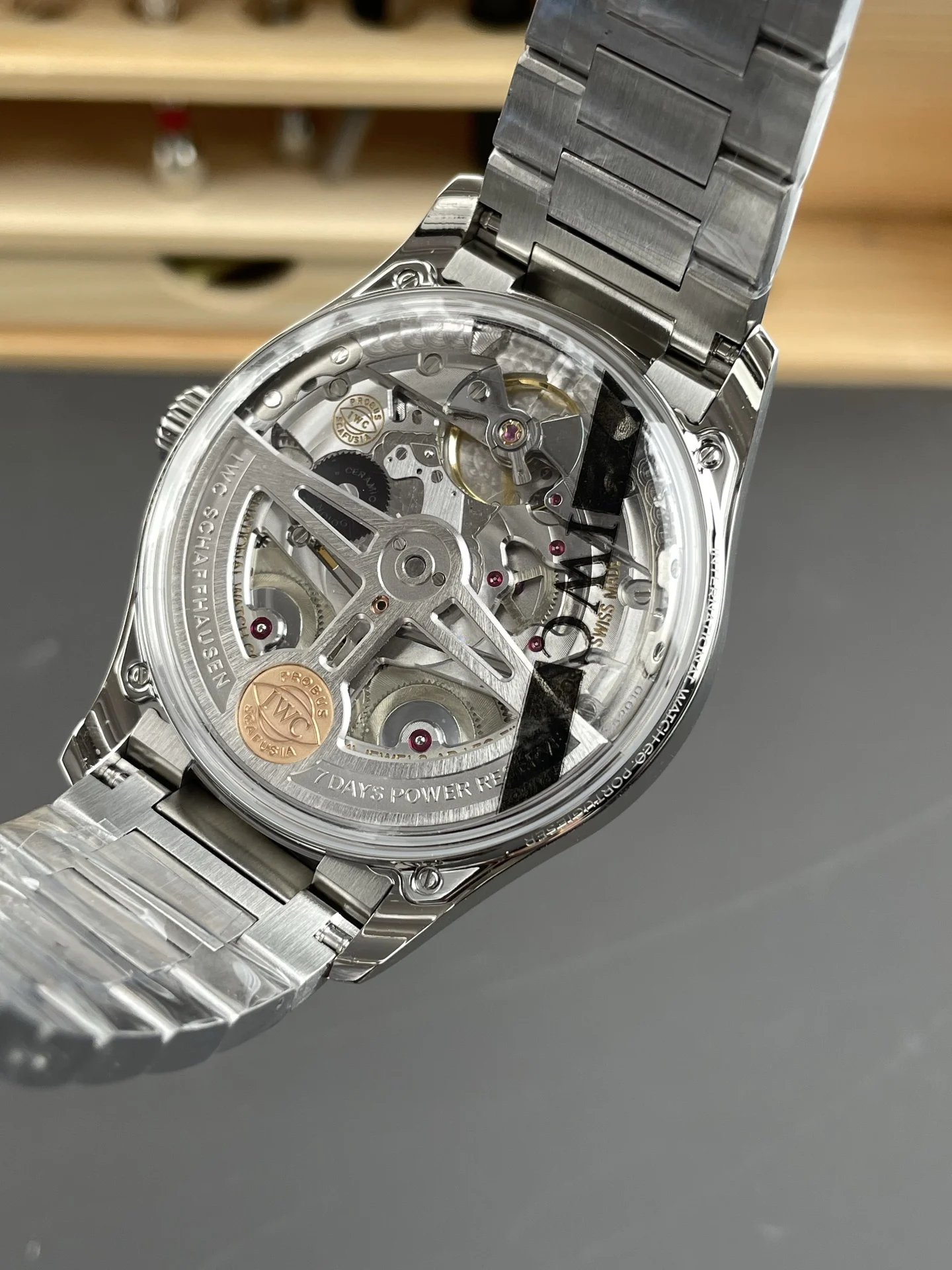 IWC Portugieser Steel Blue Dial 42.4mm — photographed off the sweep