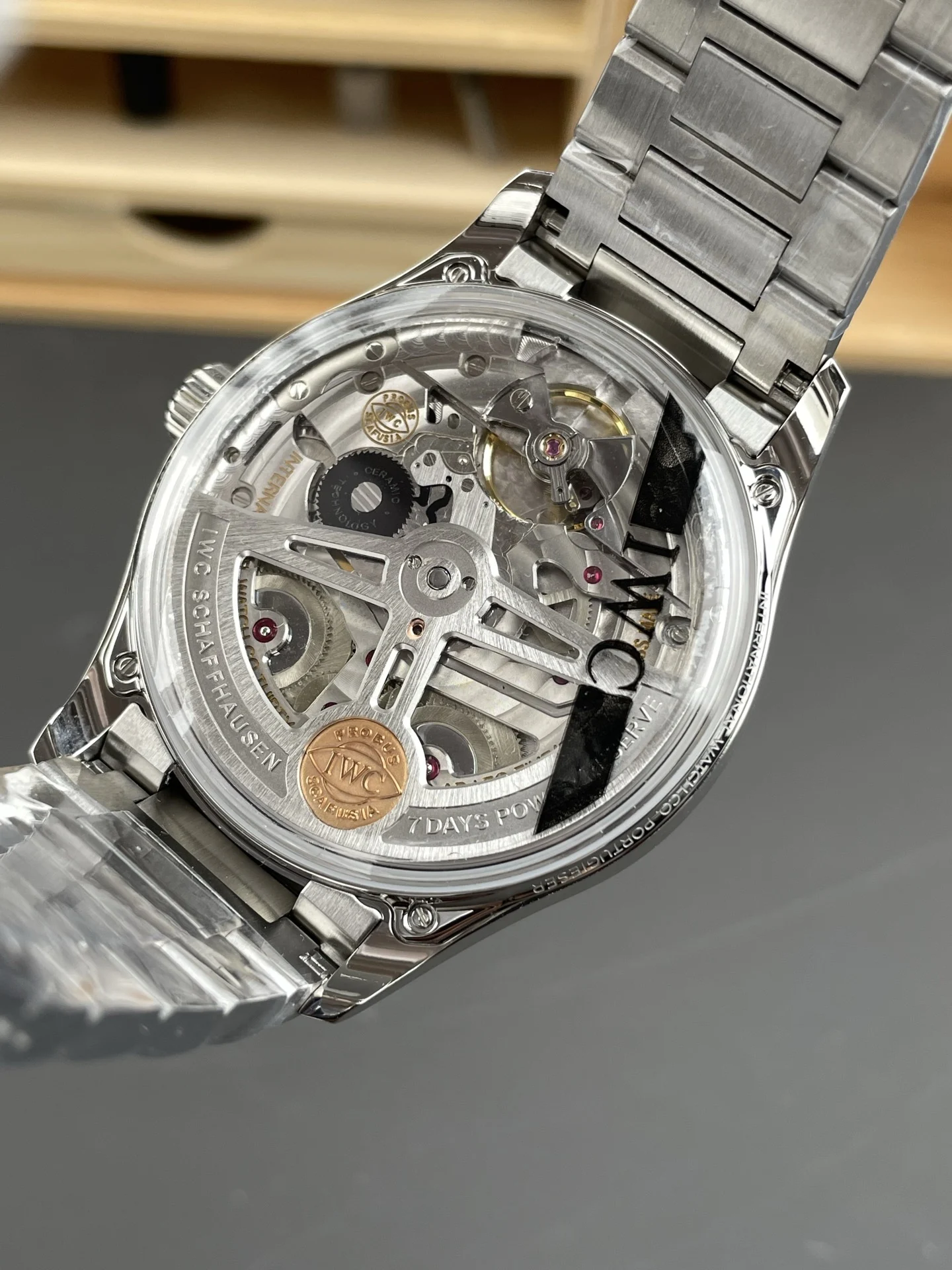 IWC Portugieser Steel White Dial 42.4mm — photographed off the sweep