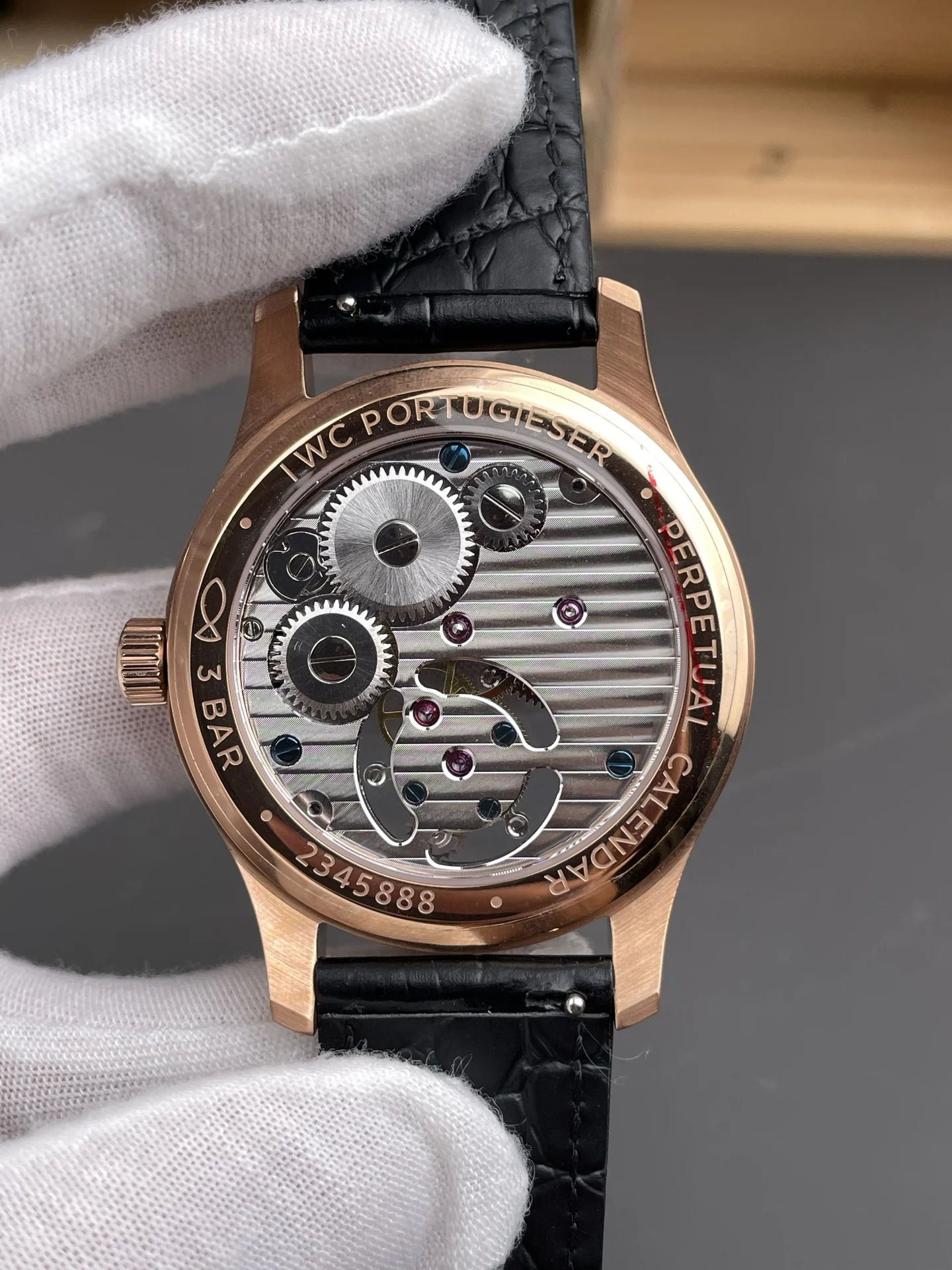 IWC Portugieser Tourbillon Rose Gold — photographed off the sweep