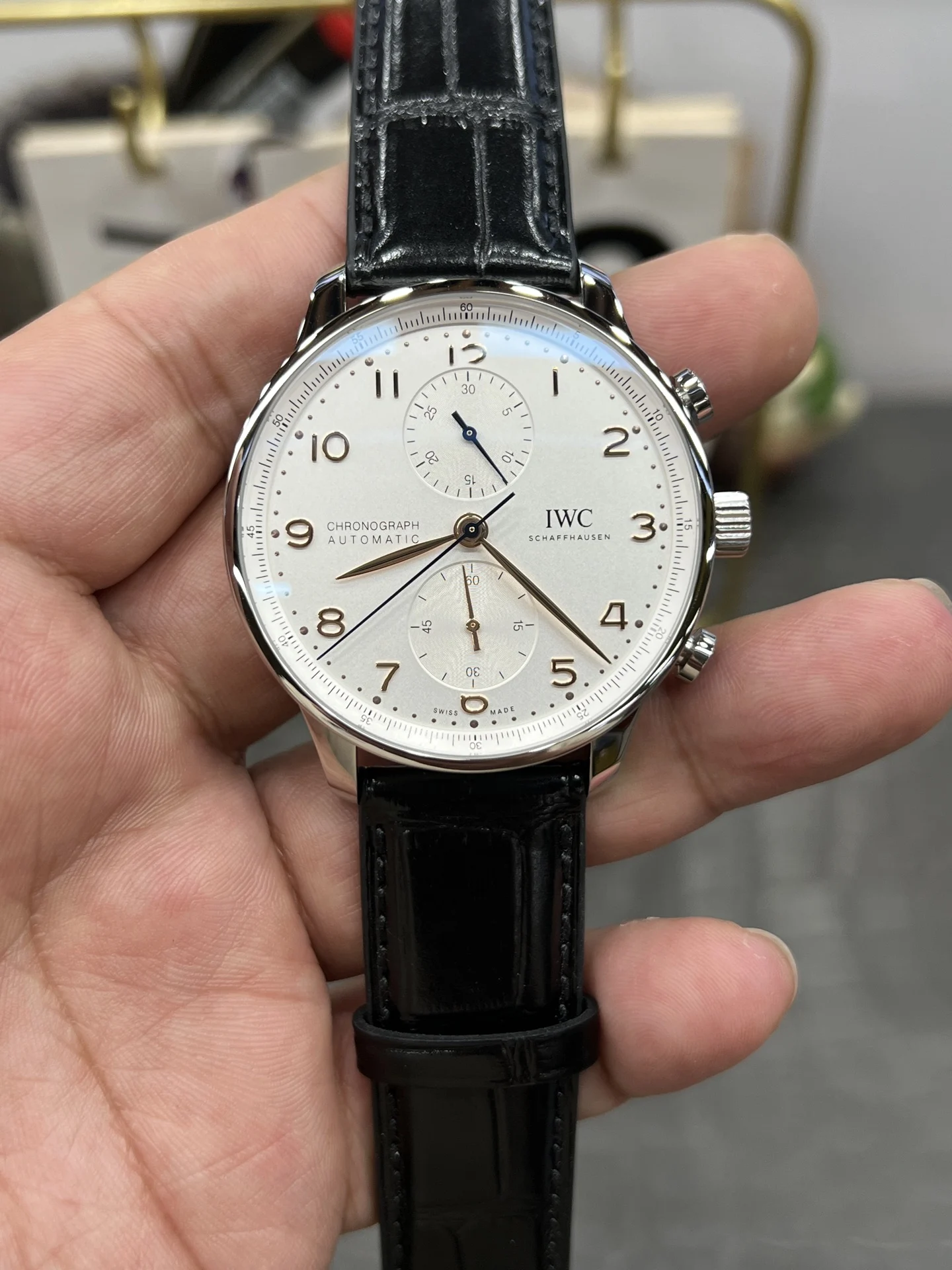 IWC Portugieser White Dial 41mm — photographed off the sweep