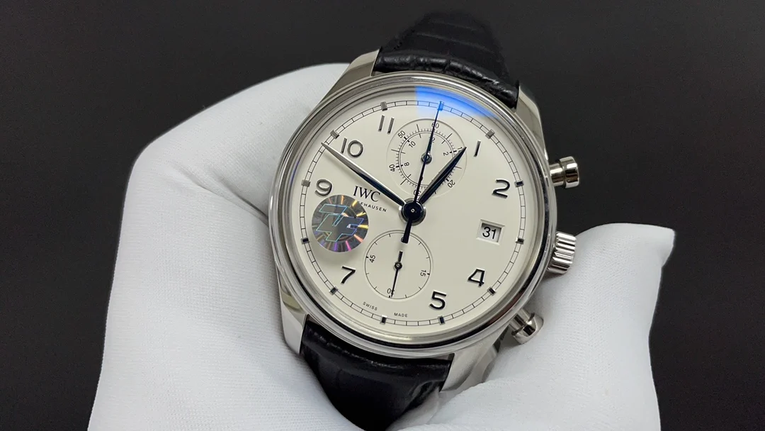 IWC Portugieser White Dial 42mm — photographed off the sweep