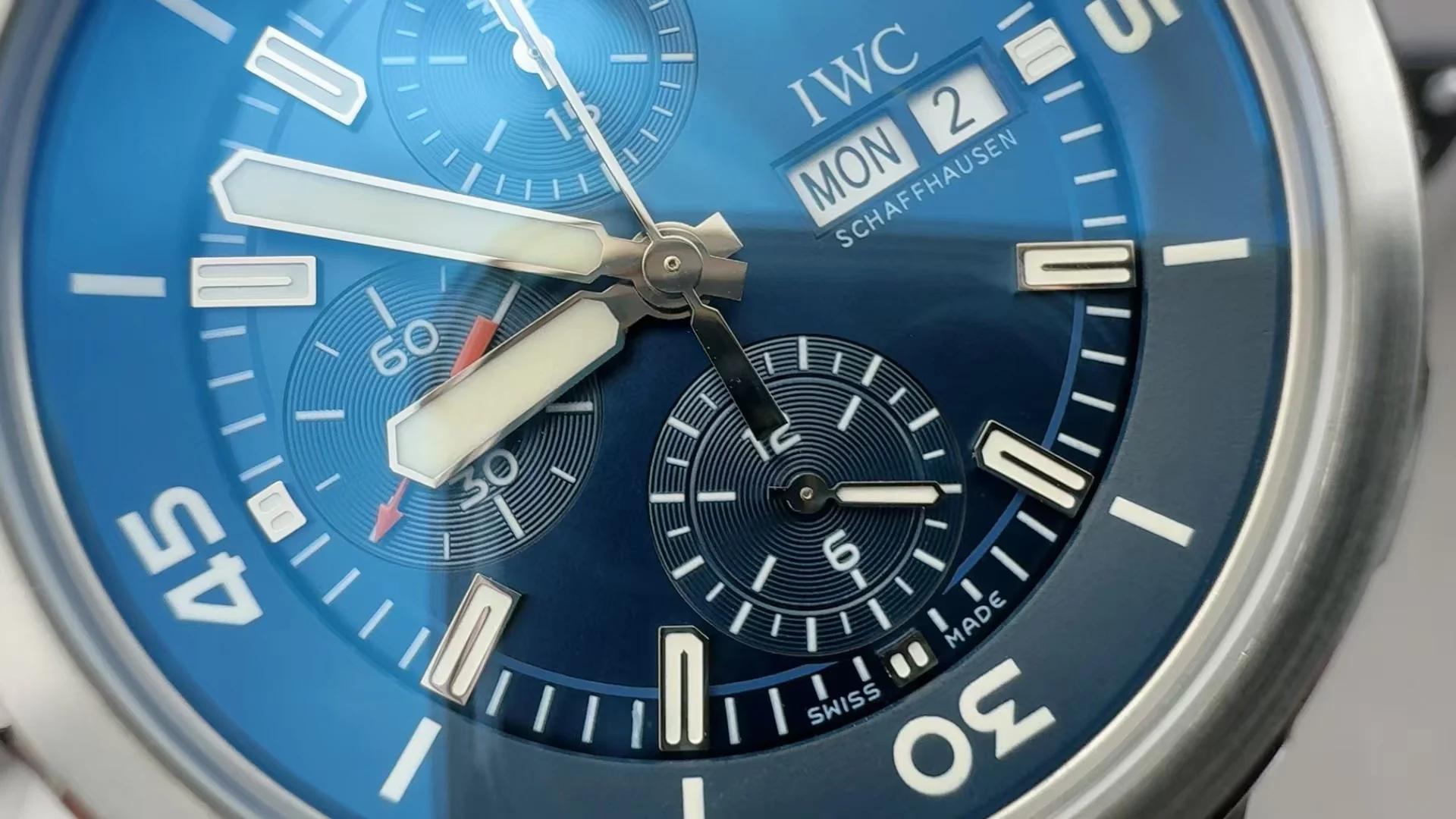 IWC Shark Chronograph — photographed off the sweep