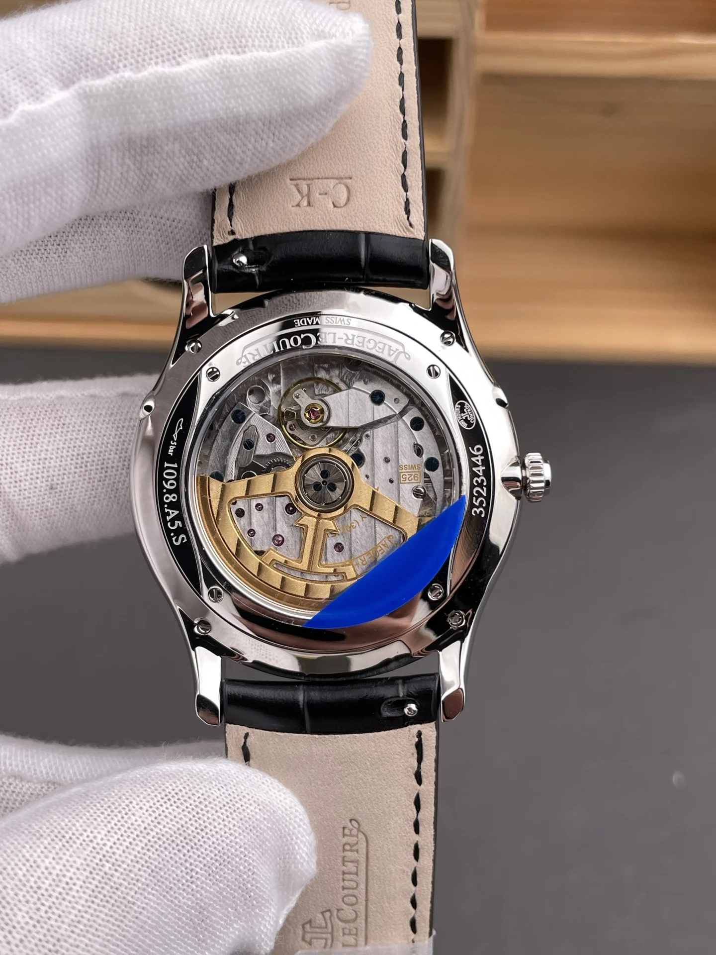 Jaeger-LeCoultre Moon Phase Blue Dial — photographed off the sweep