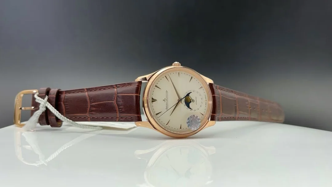 Jaeger-LeCoultre Moon Phase Rose Gold Red Dial 39mm — photographed off the sweep