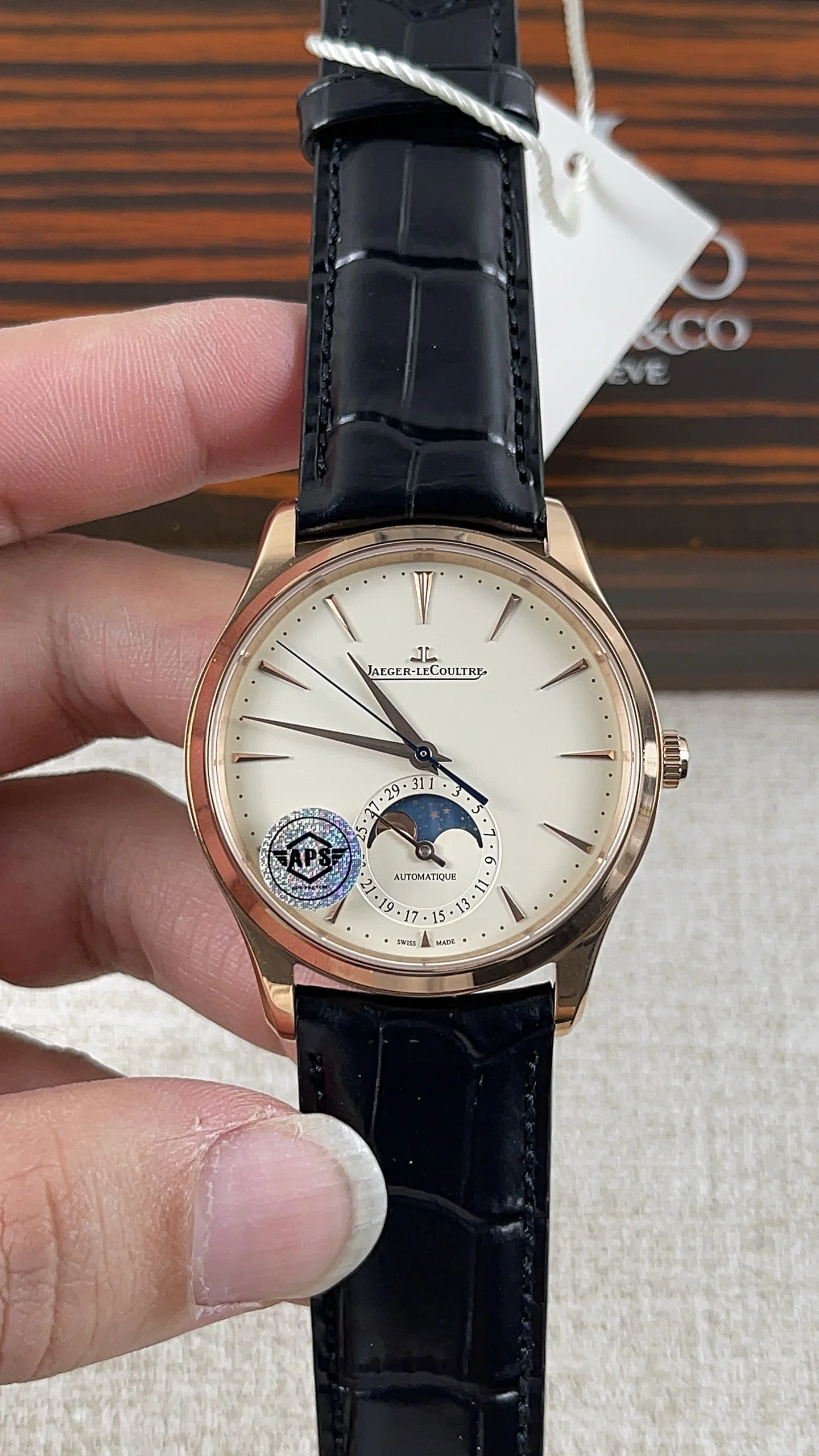 Jaeger-LeCoultre Moon Phase Rose Gold — photographed off the sweep