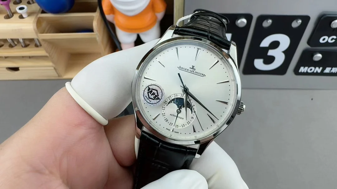 Jaeger-LeCoultre Moon Phase White Dial — photographed off the sweep