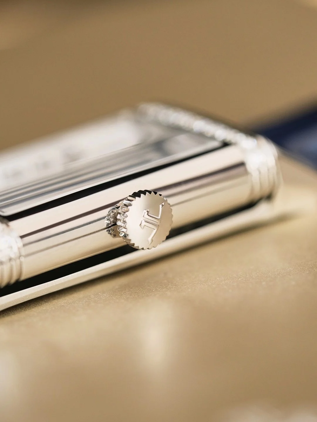 Jaeger-LeCoultre Reverso Steel Blue Dial — photographed off the sweep