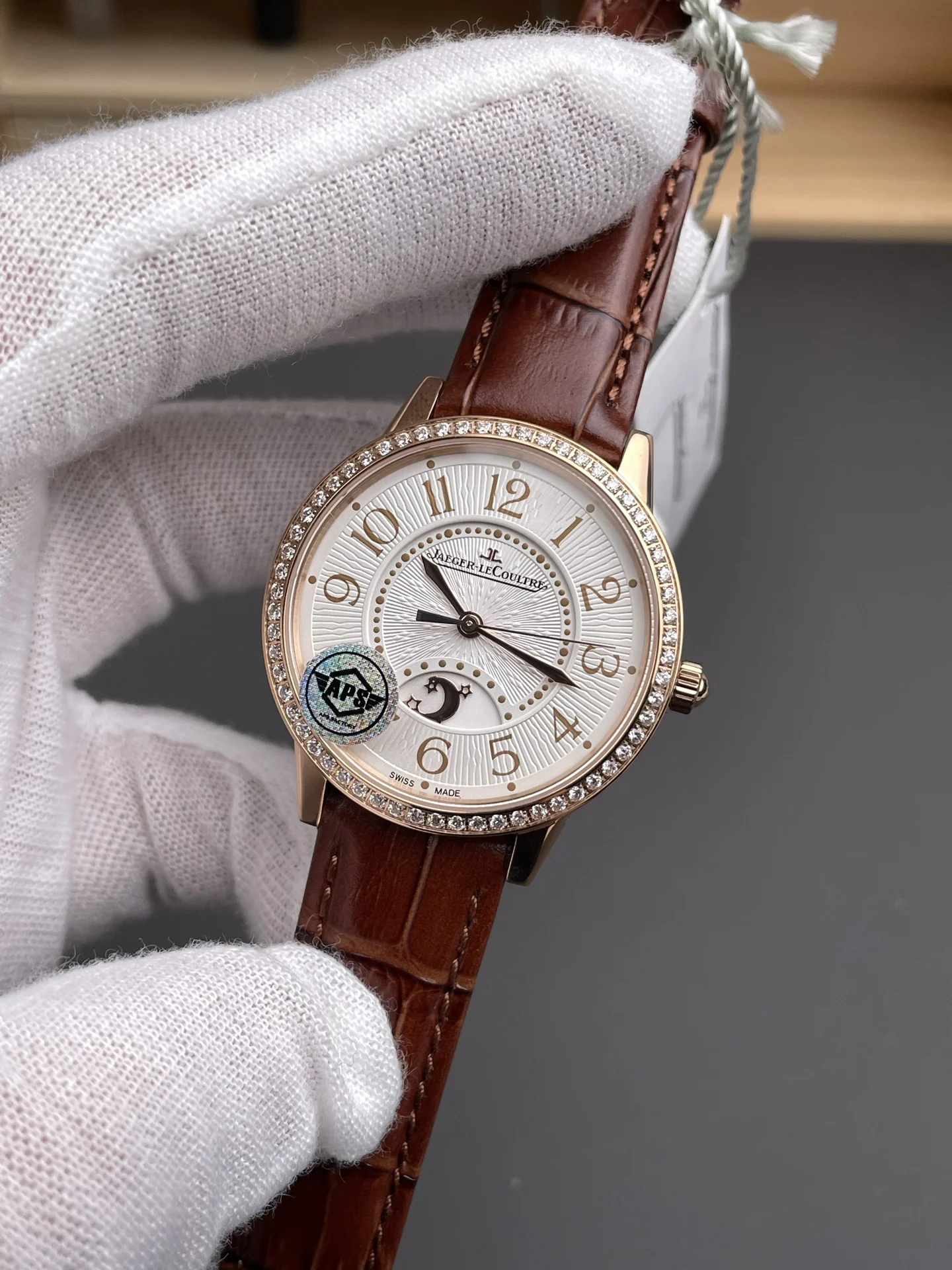 Jaeger-LeCoultre Rose Gold Diamond-Set 34mm — photographed off the sweep