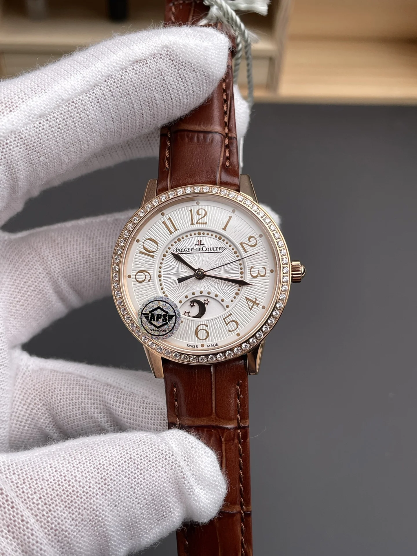 Jaeger-LeCoultre Rose Gold Diamond-Set 34mm — photographed off the sweep