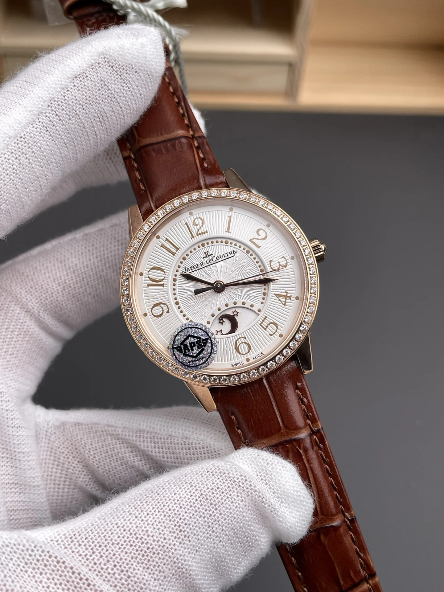 Jaeger-LeCoultre Rose Gold Diamond-Set 34mm — photographed off the sweep