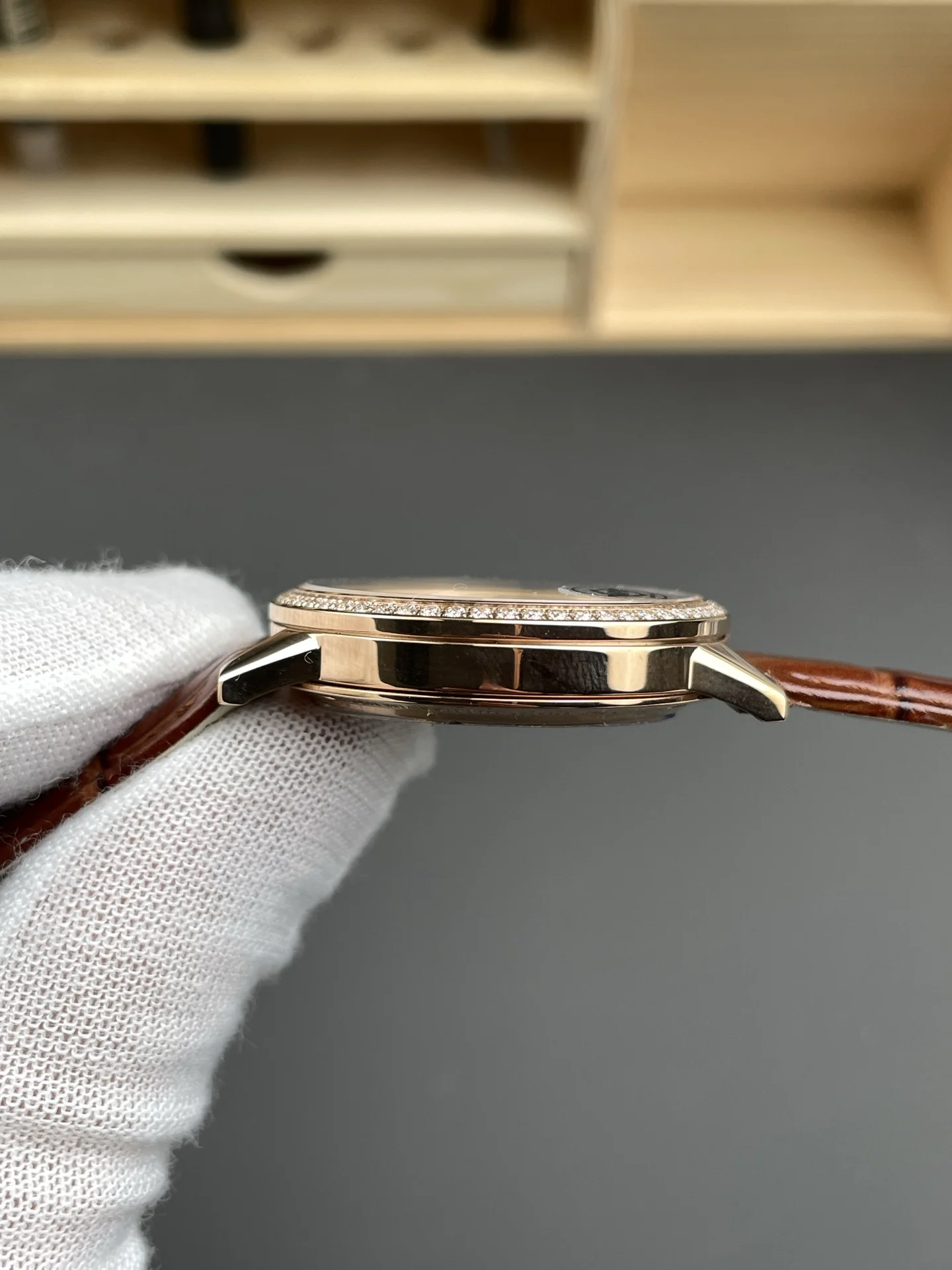 Jaeger-LeCoultre Rose Gold Diamond-Set 34mm — photographed off the sweep