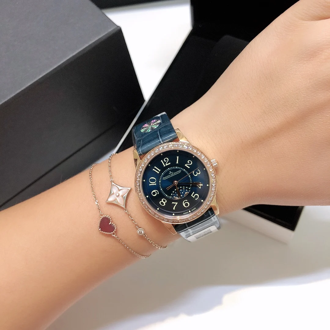 Jaeger-LeCoultre Steel Blue Dial 34mm — photographed off the sweep