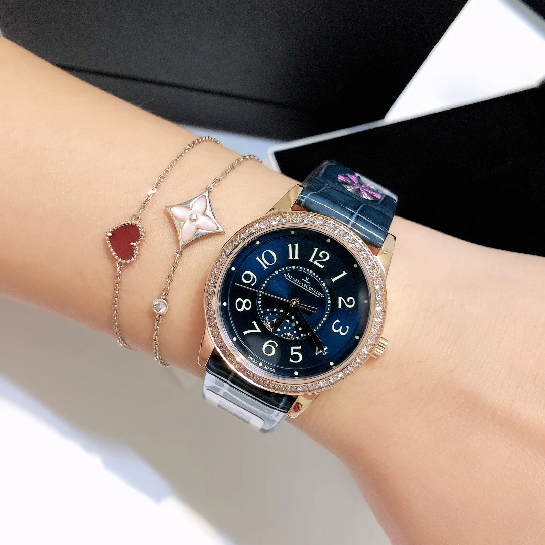 Jaeger-LeCoultre Steel Blue Dial 34mm — photographed off the sweep