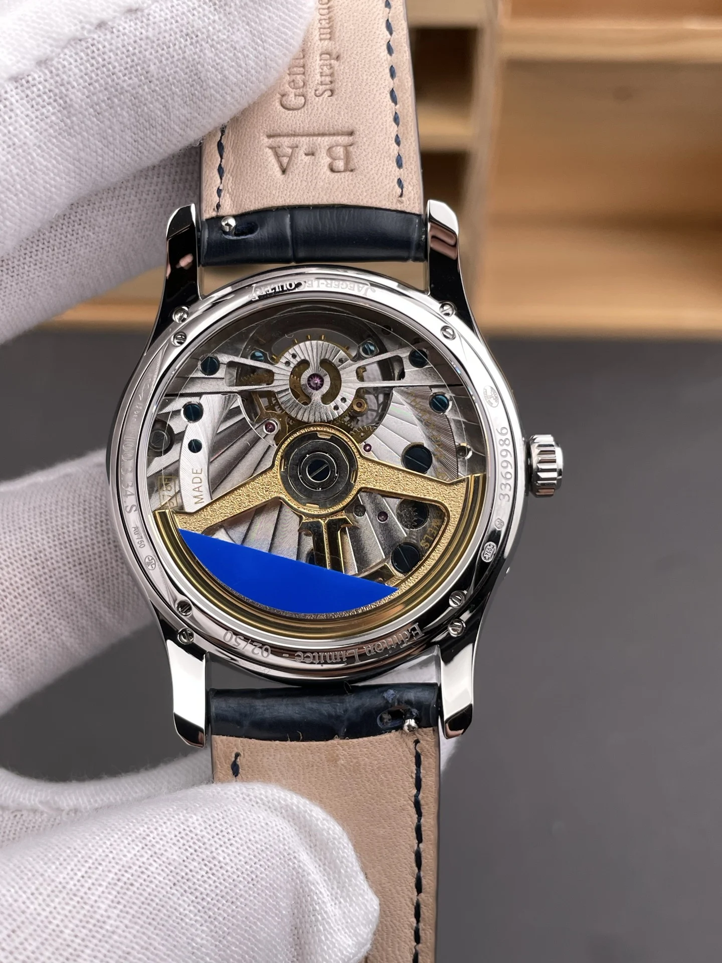Jaeger-LeCoultre Tourbillon Blue Dial — photographed off the sweep