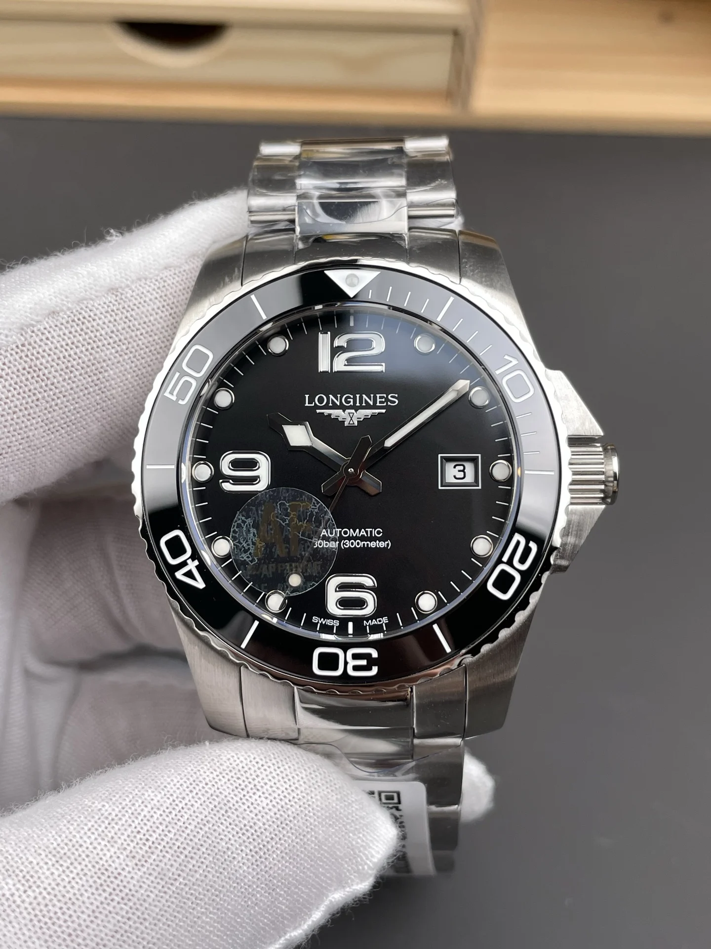 Longines Conquest Black Dial 41mm — photographed off the sweep