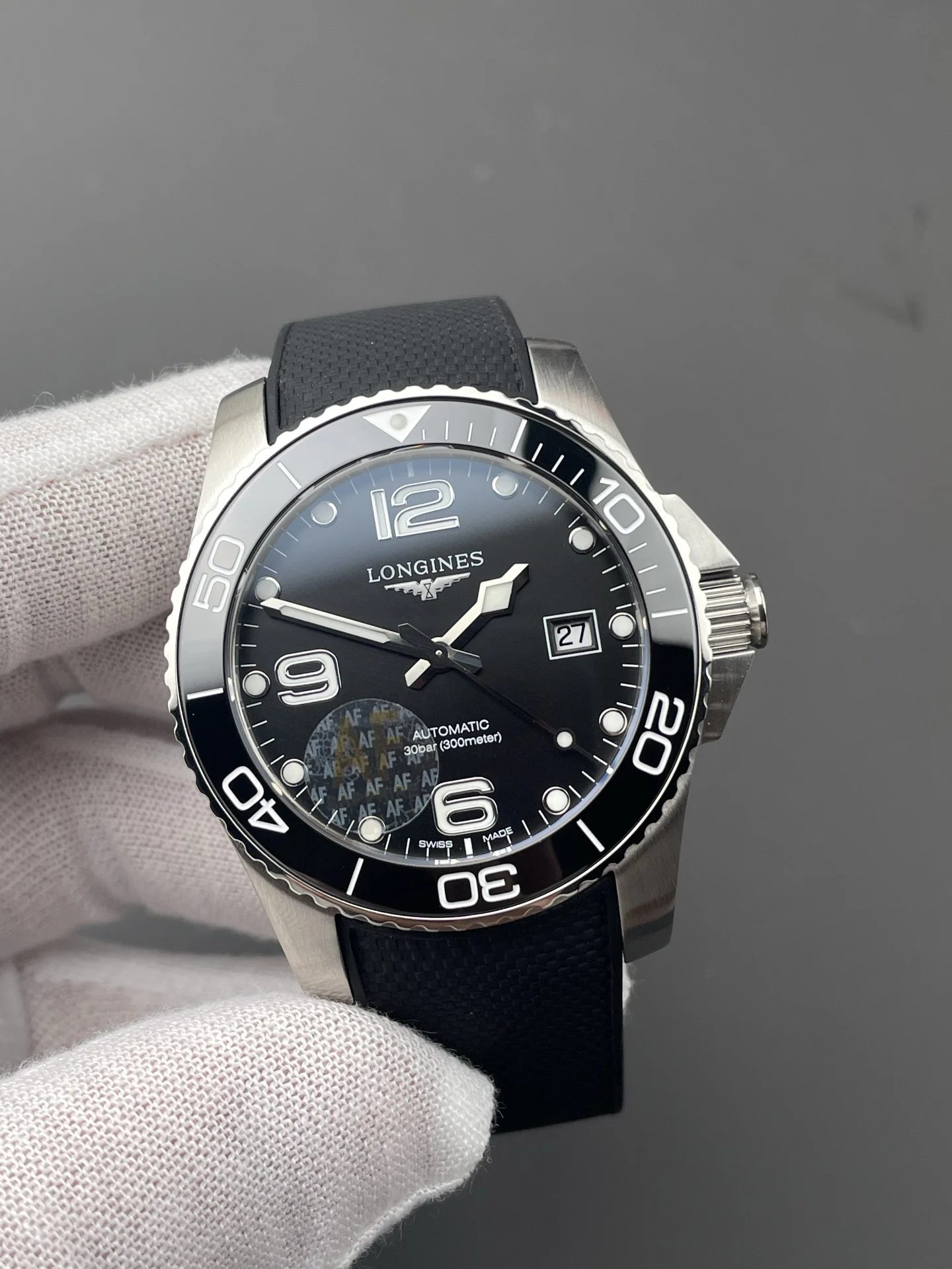 Longines Conquest Black Dial 41mm — photographed off the sweep