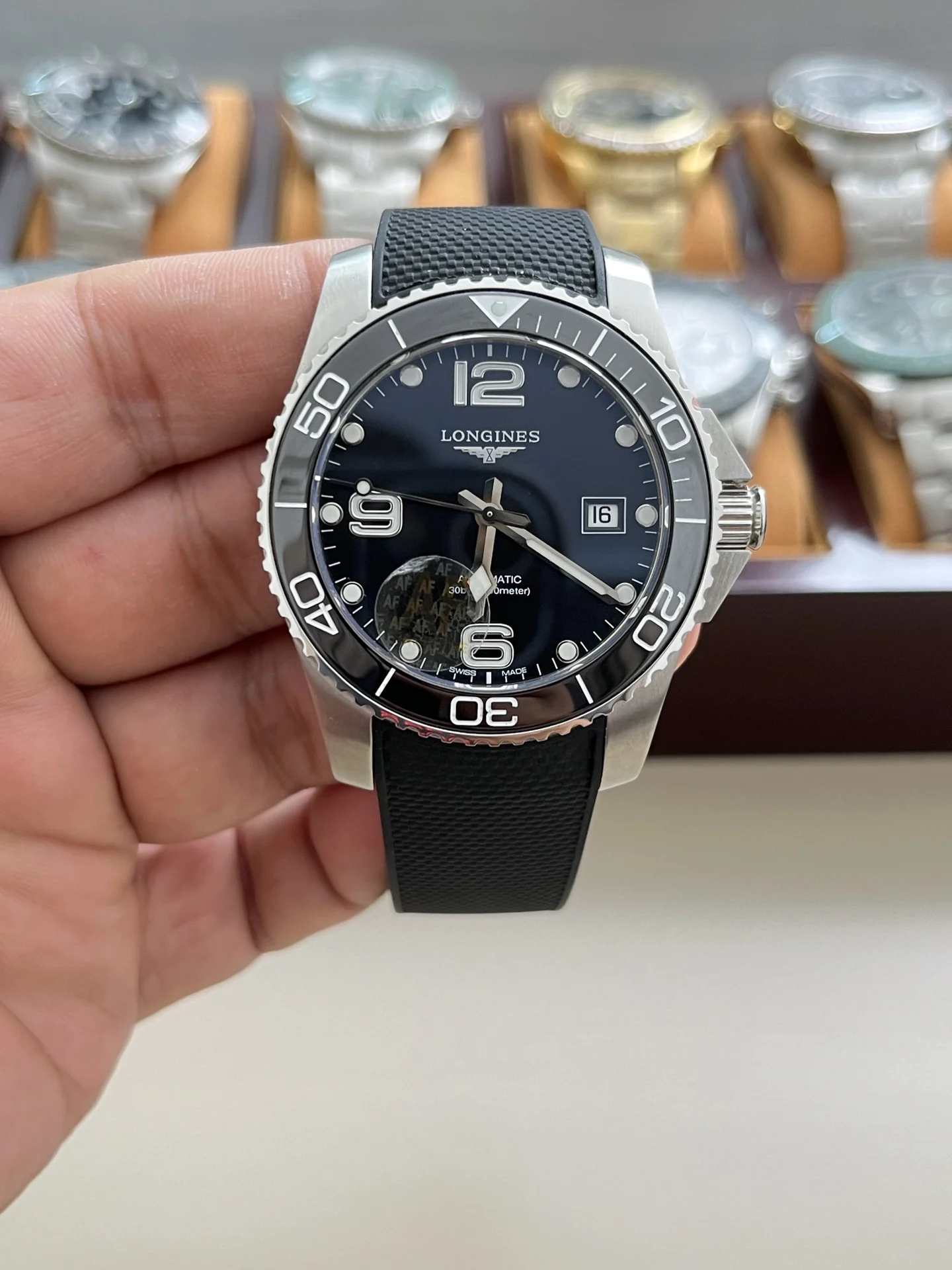 Longines Conquest Black Dial 41mm — photographed off the sweep