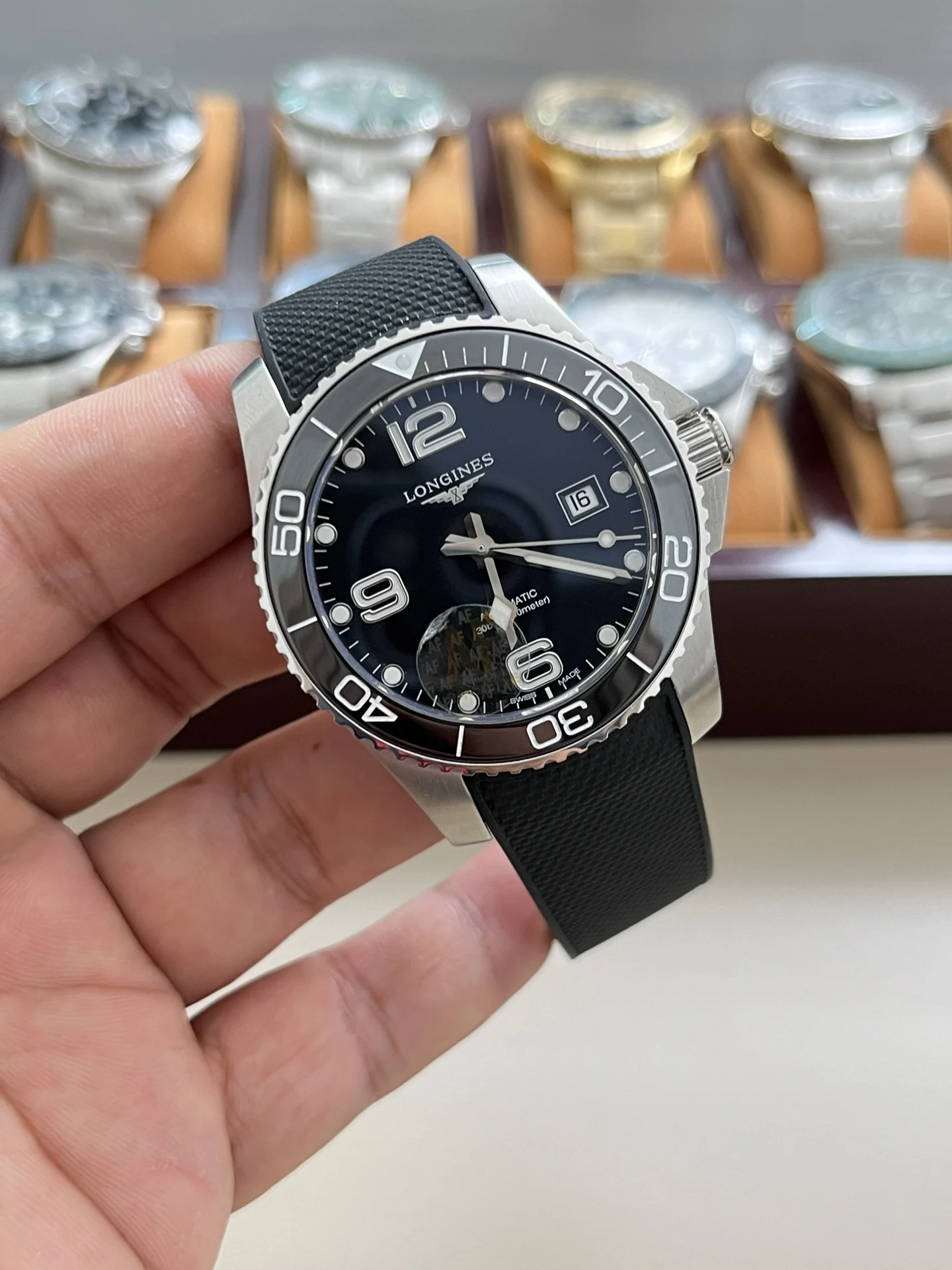 Longines Conquest Black Dial 41mm — photographed off the sweep