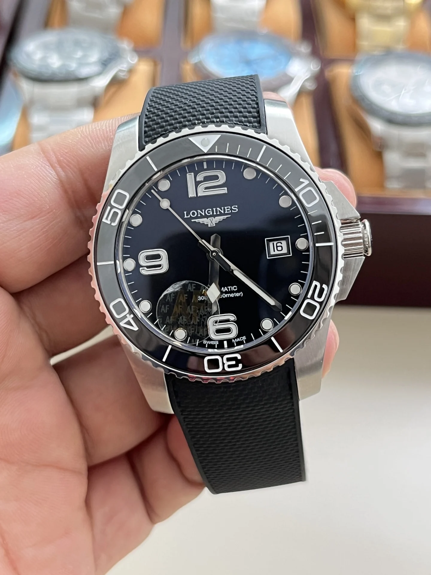 Longines Conquest Black Dial 41mm — photographed off the sweep