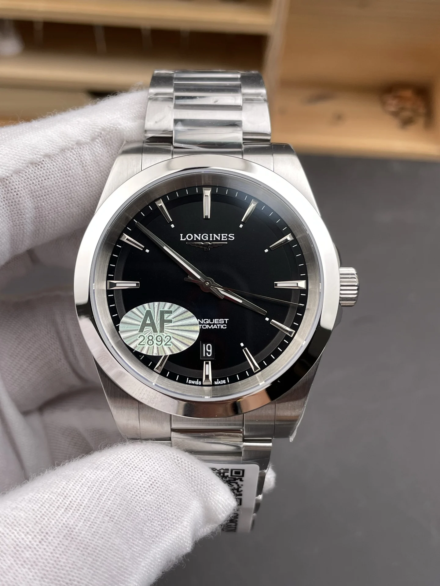 Longines Conquest Black Dial 41mm — photographed off the sweep