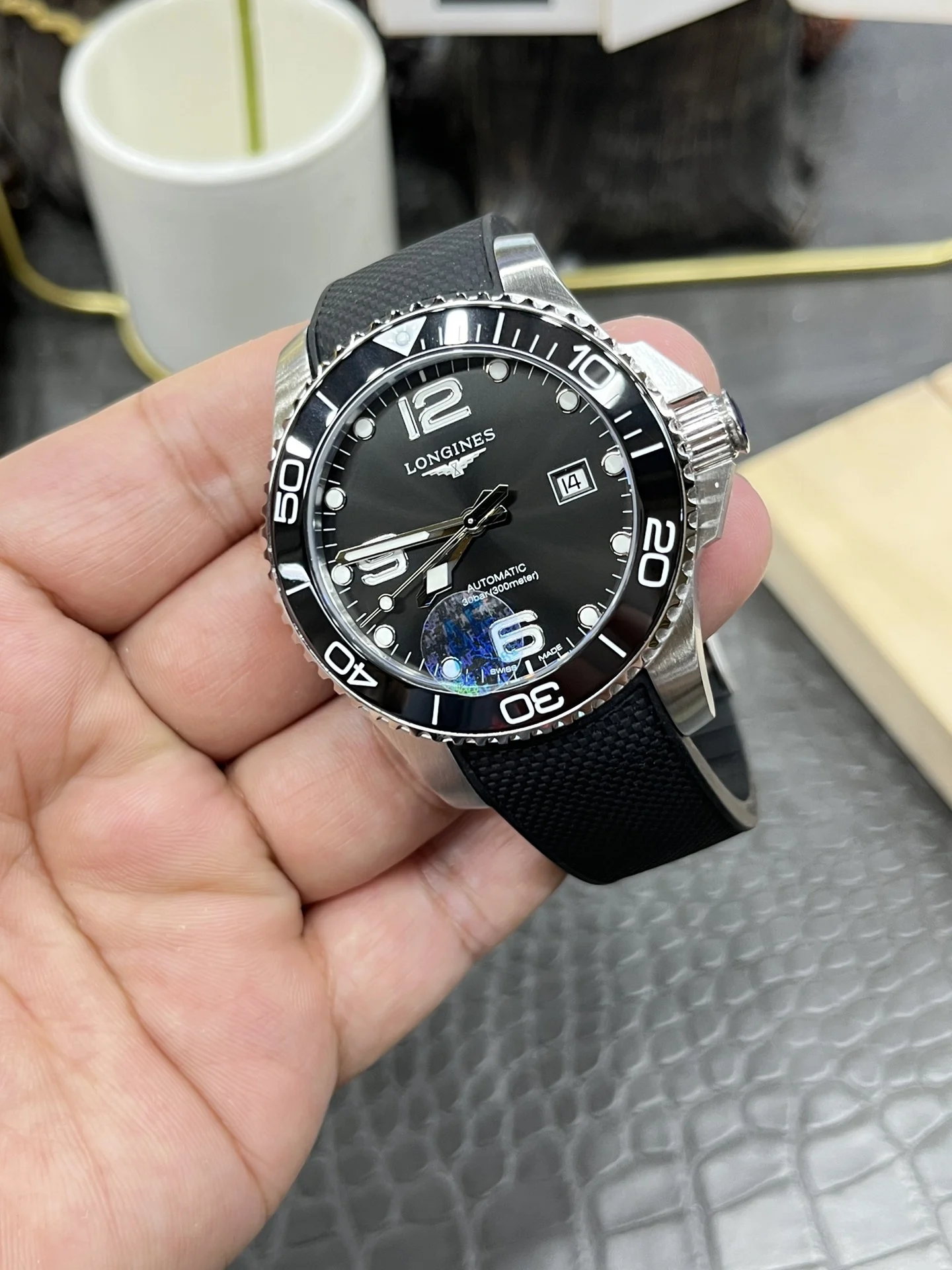 Longines Conquest Black Dial 43mm — photographed off the sweep