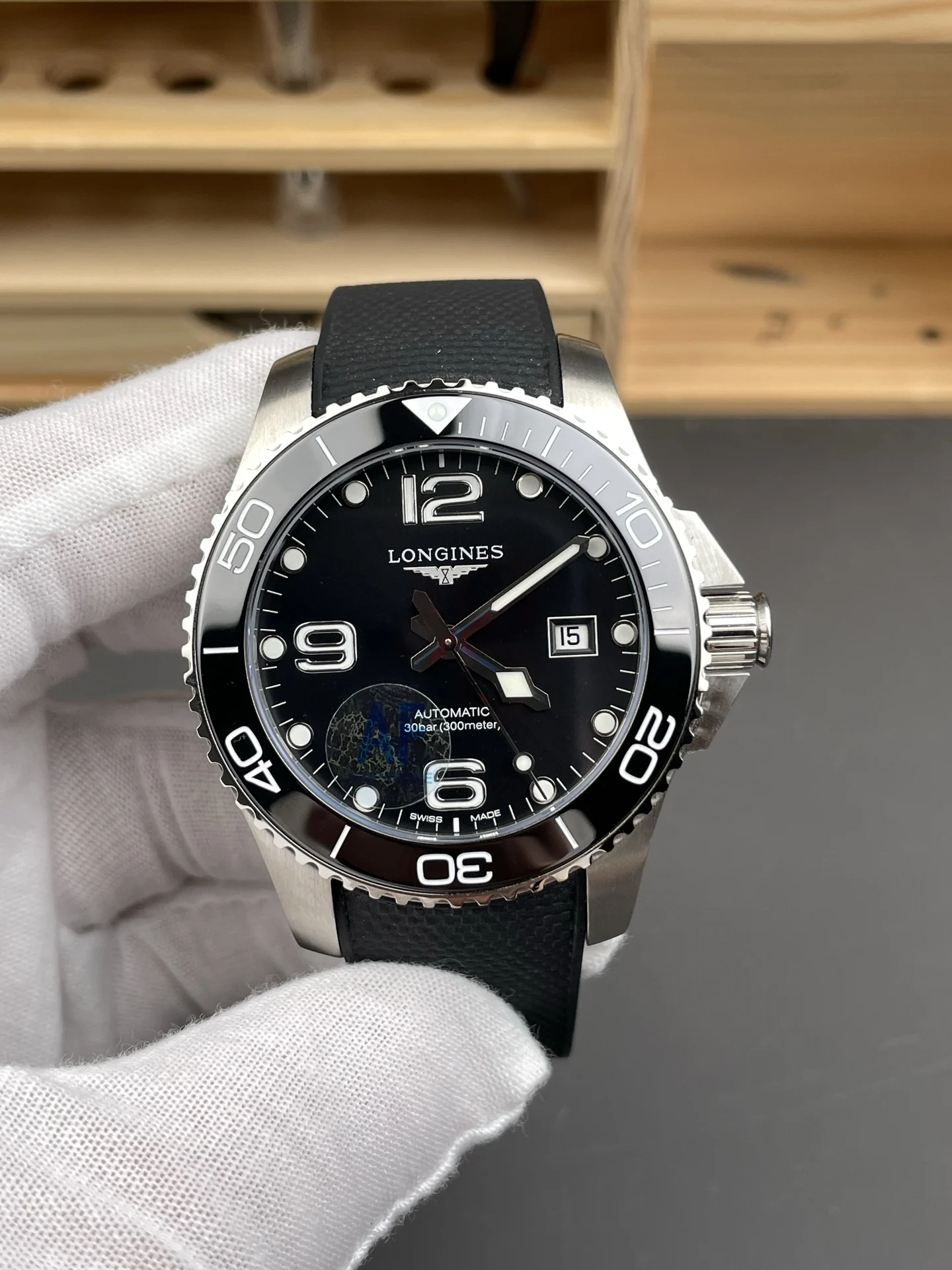 Longines Conquest Black Dial 43mm — photographed off the sweep