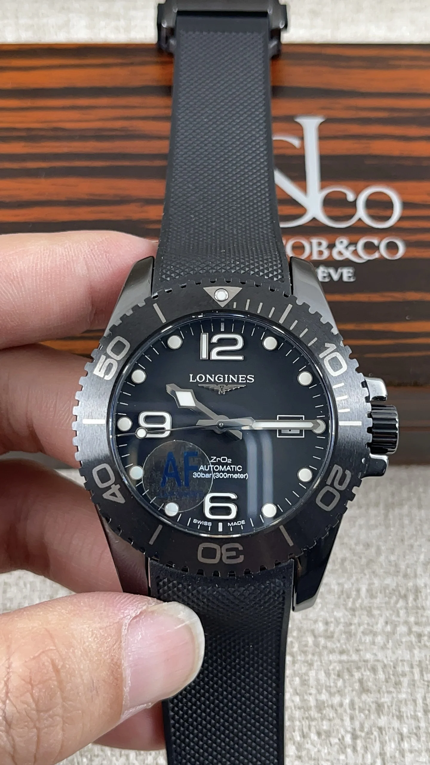 Longines Conquest Ceramic Black Dial — photographed off the sweep