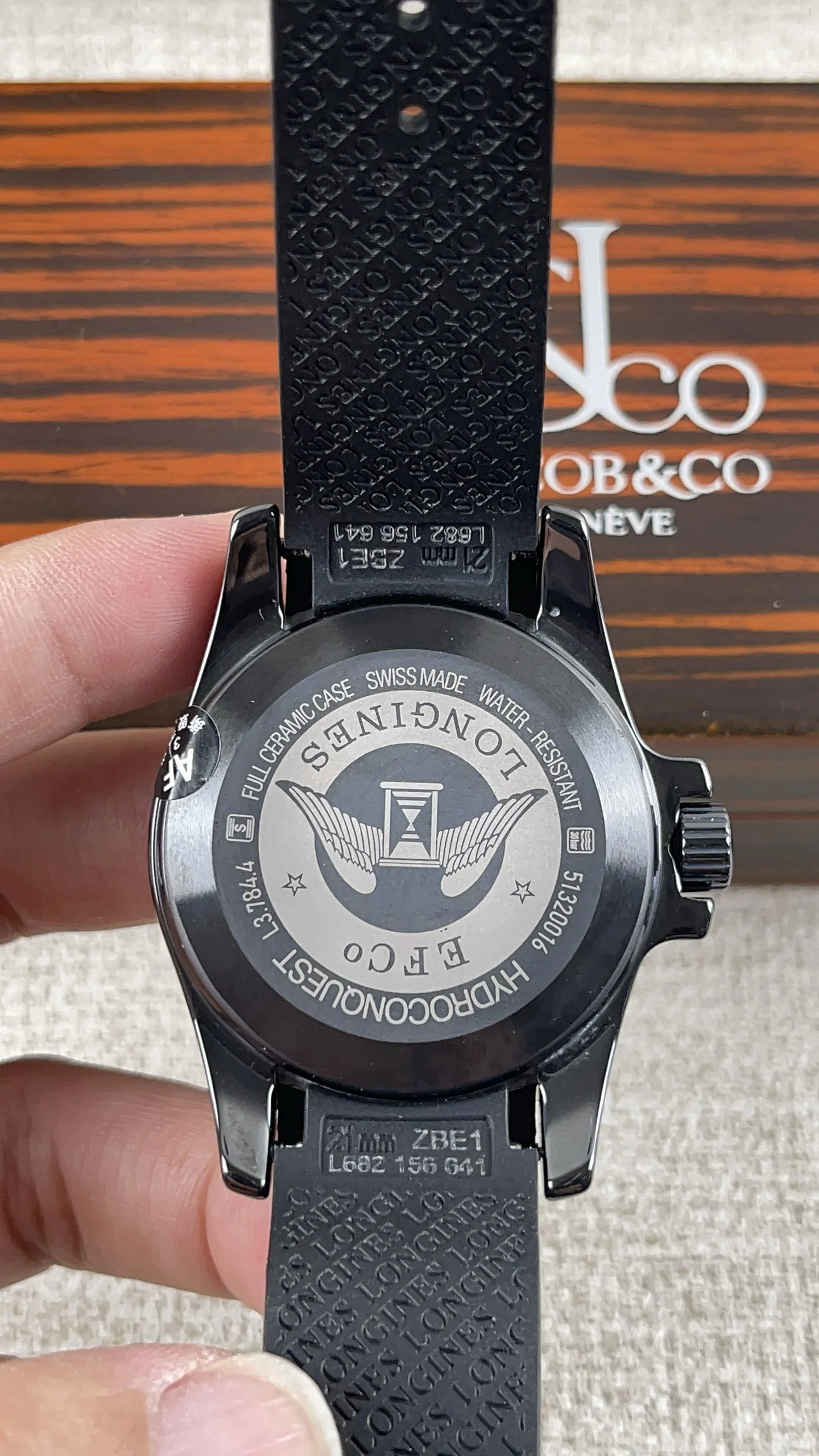 Longines Conquest Ceramic Black Dial — photographed off the sweep