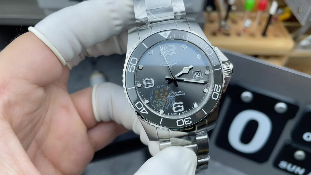 Longines Conquest Grey Dial 41mm — photographed off the sweep