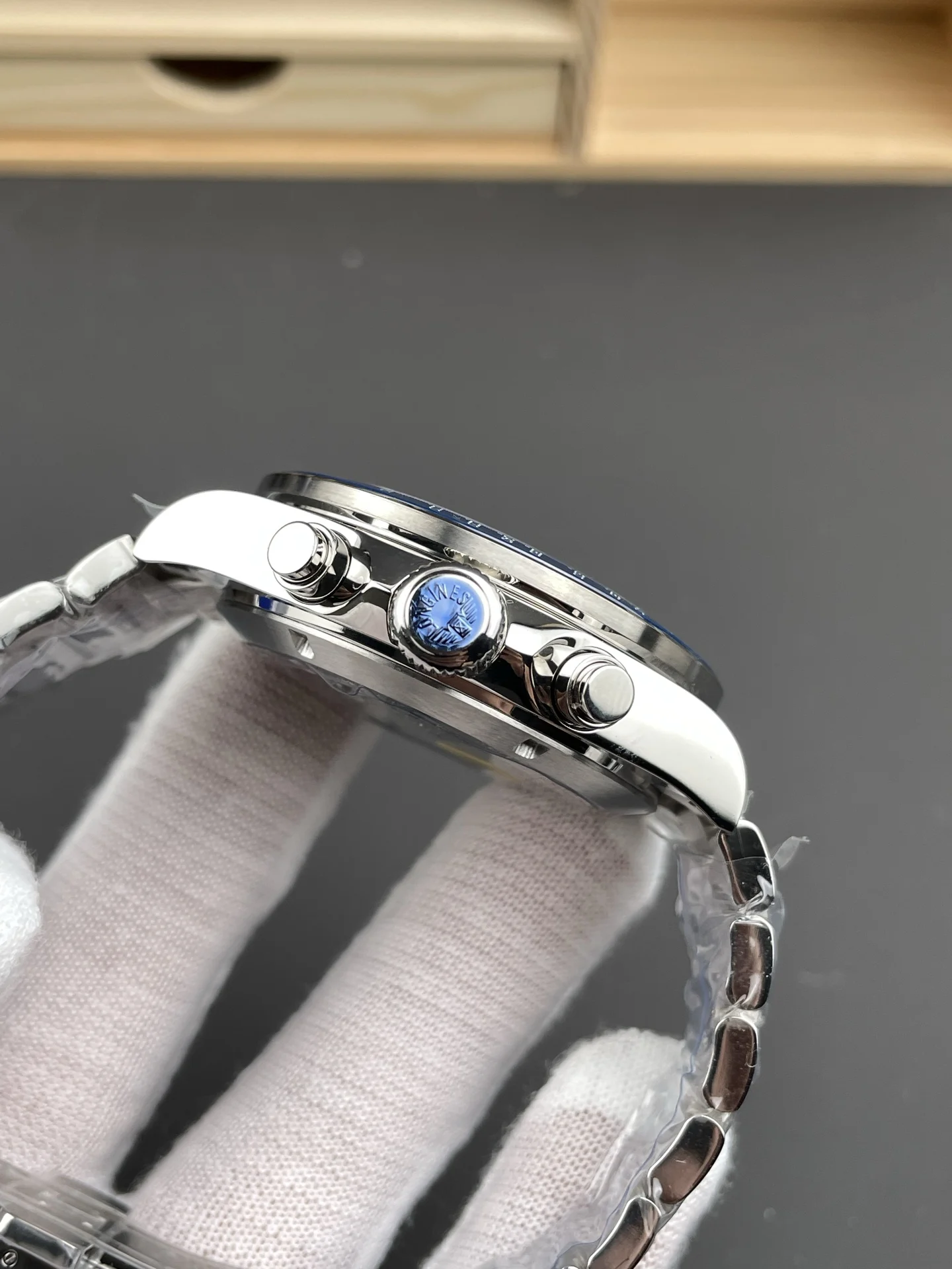 Longines Conquest Panda Blue Dial — photographed off the sweep