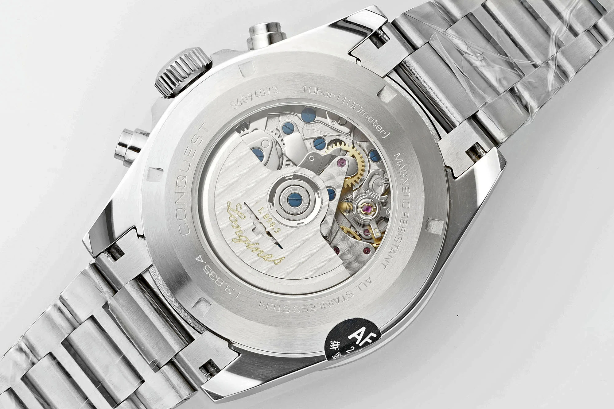 Longines Conquest Panda Ceramic Blue Dial 42.00mm — photographed off the sweep