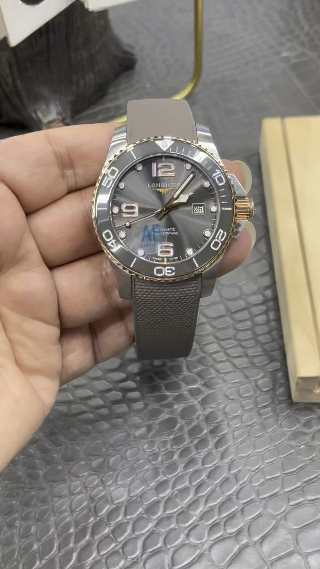 Longines Conquest Rose Gold Grey Dial