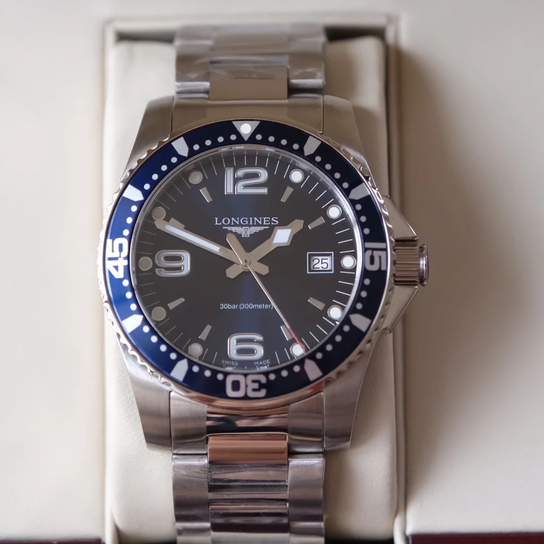 Longines Conquest Steel Black Dial 41mm — photographed off the sweep