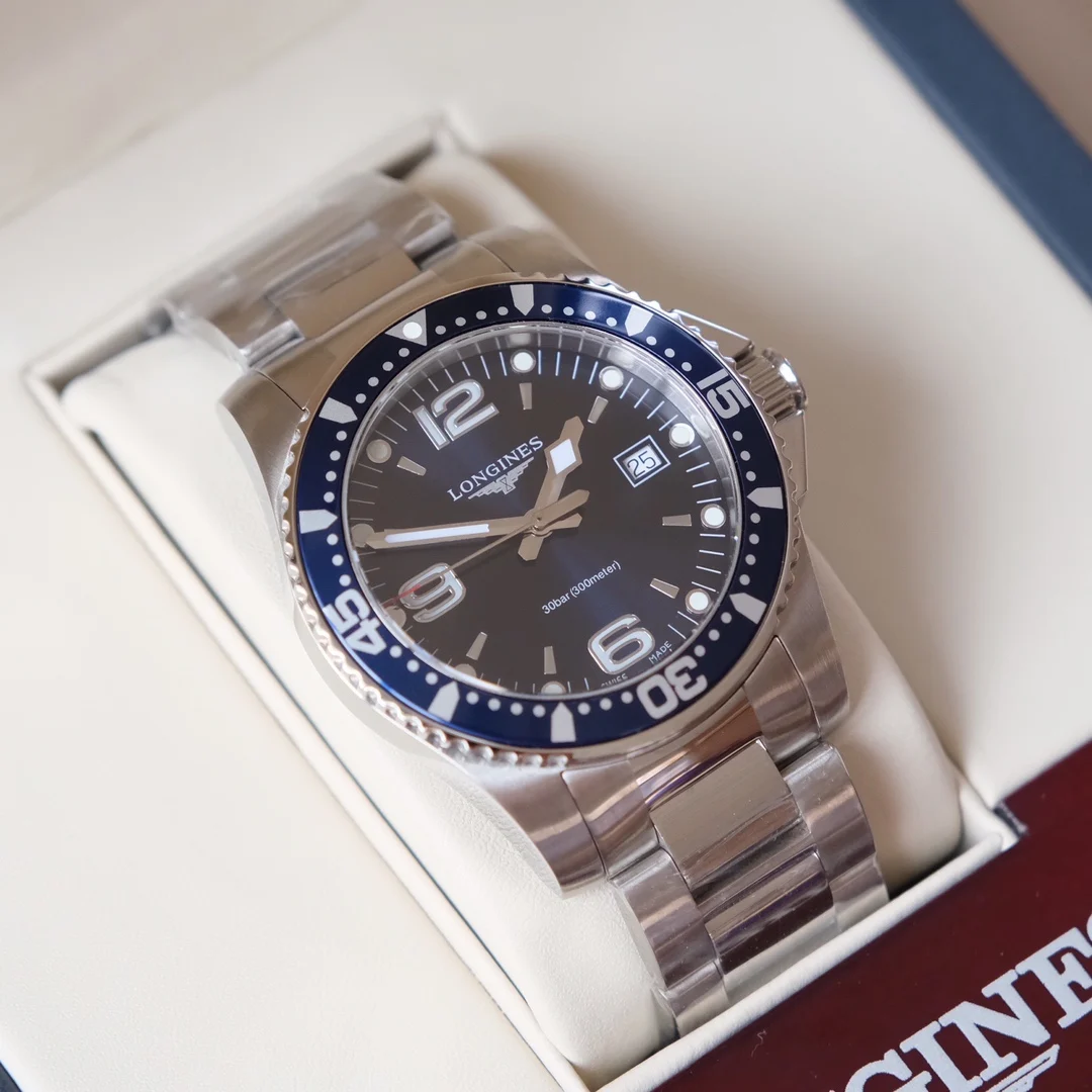 Longines Conquest Steel Black Dial 41mm — photographed off the sweep