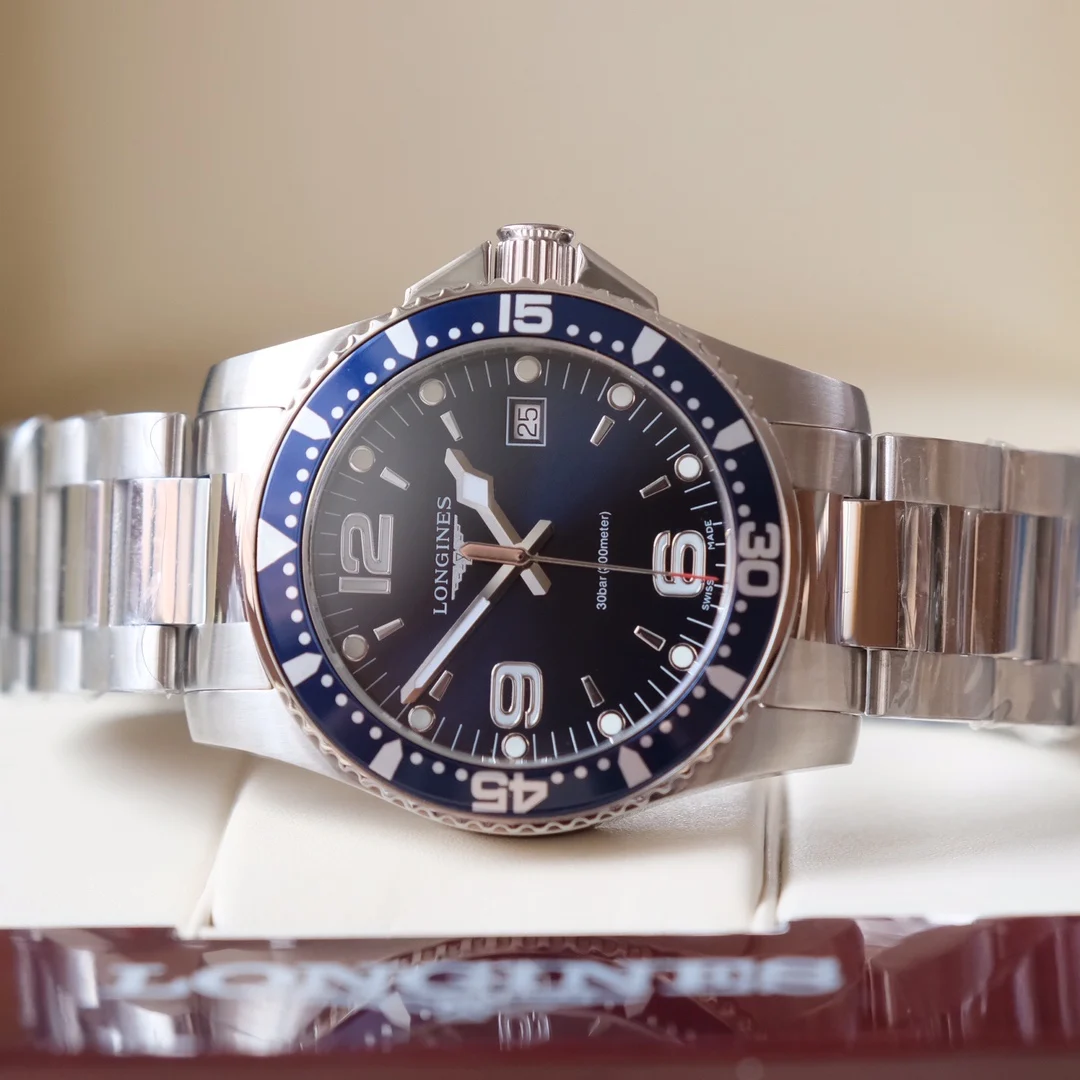 Longines Conquest Steel Black Dial 41mm — photographed off the sweep
