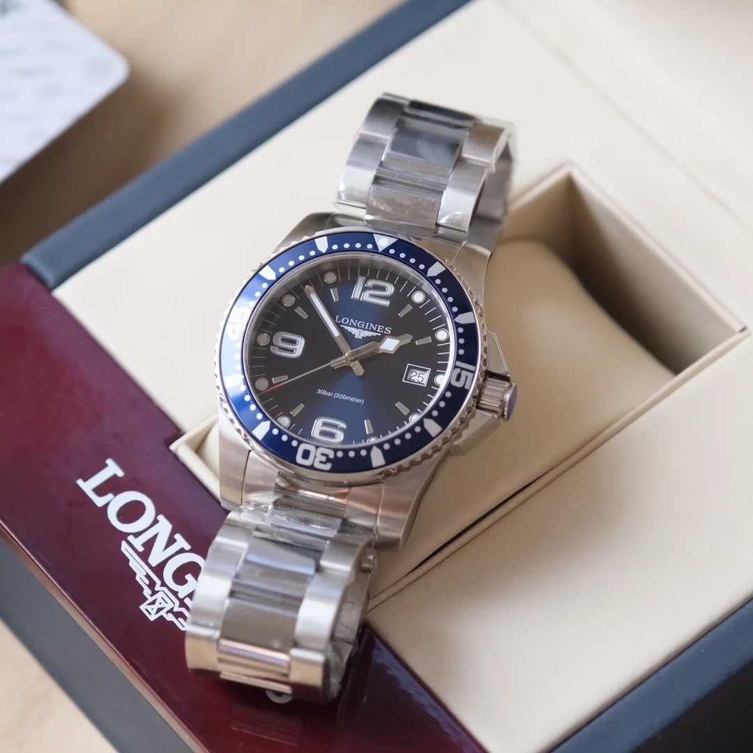 Longines Conquest Steel Black Dial 41mm — photographed off the sweep