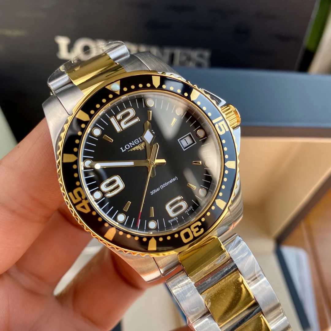 Longines Conquest Steel Black Dial 41mm — photographed off the sweep