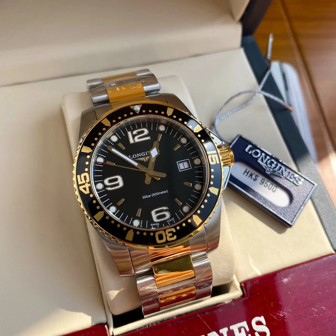 Longines Conquest Steel Black Dial 41mm — photographed off the sweep
