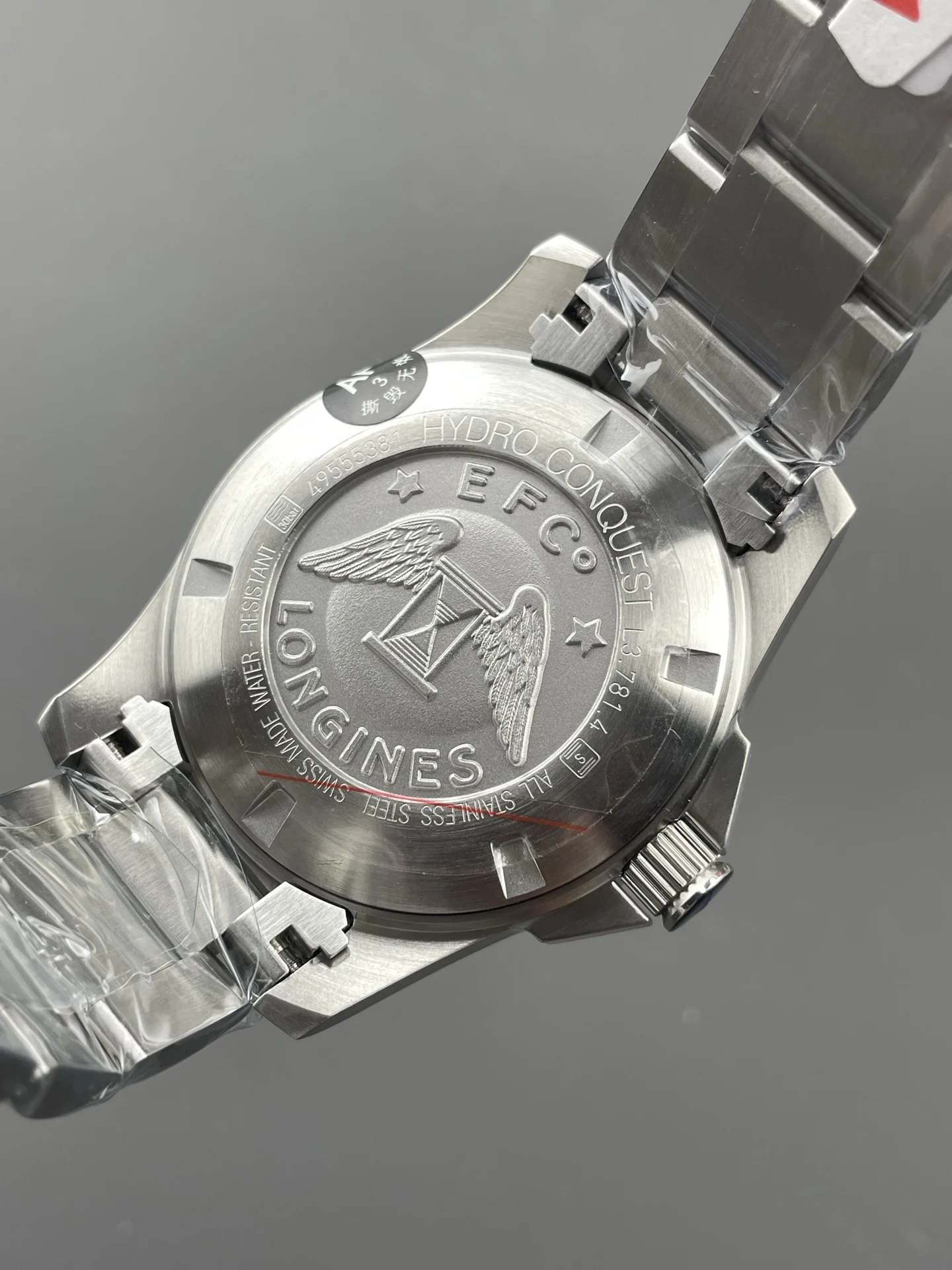 Longines Conquest Steel Black Dial 41mm — photographed off the sweep