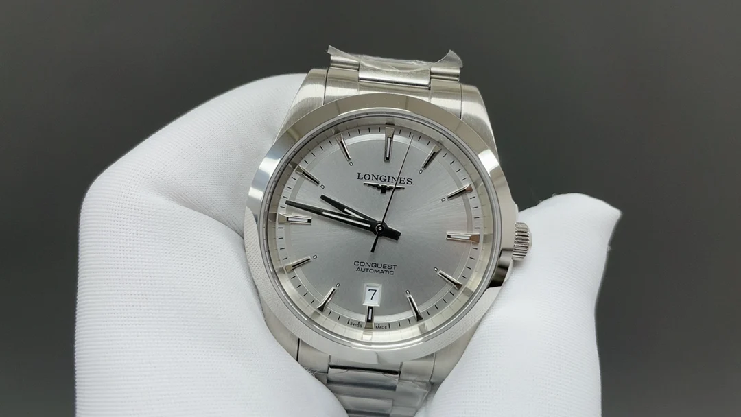 Longines Conquest Steel Green Dial 41mm — photographed off the sweep