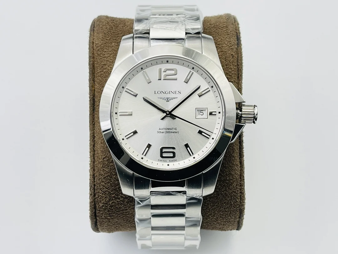 Longines Conquest Steel — photographed off the sweep